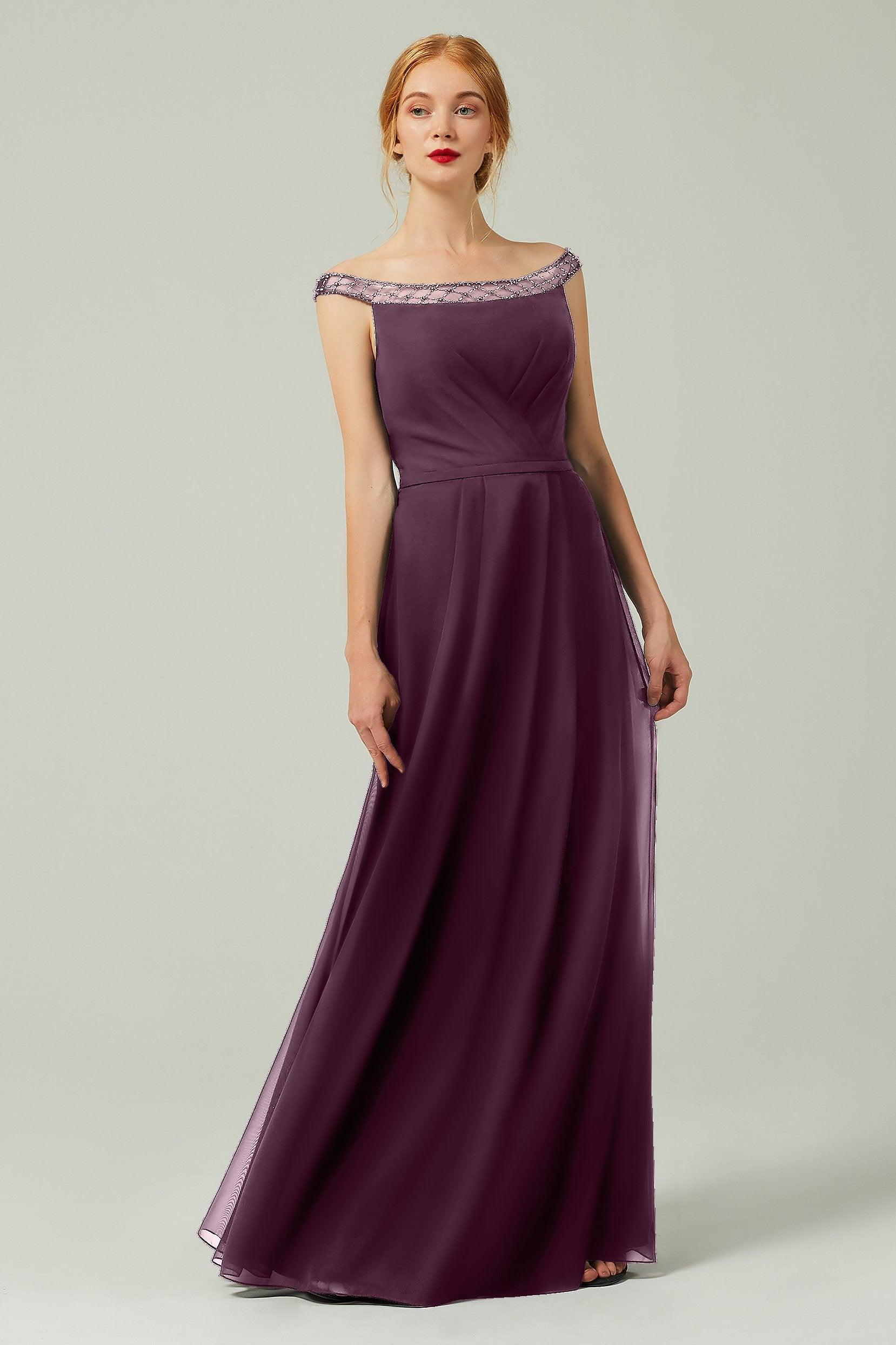 A-Line Floor Length Chiffon Bridesmaid Dress Formal Dresses CB0339 - COCOMELODY