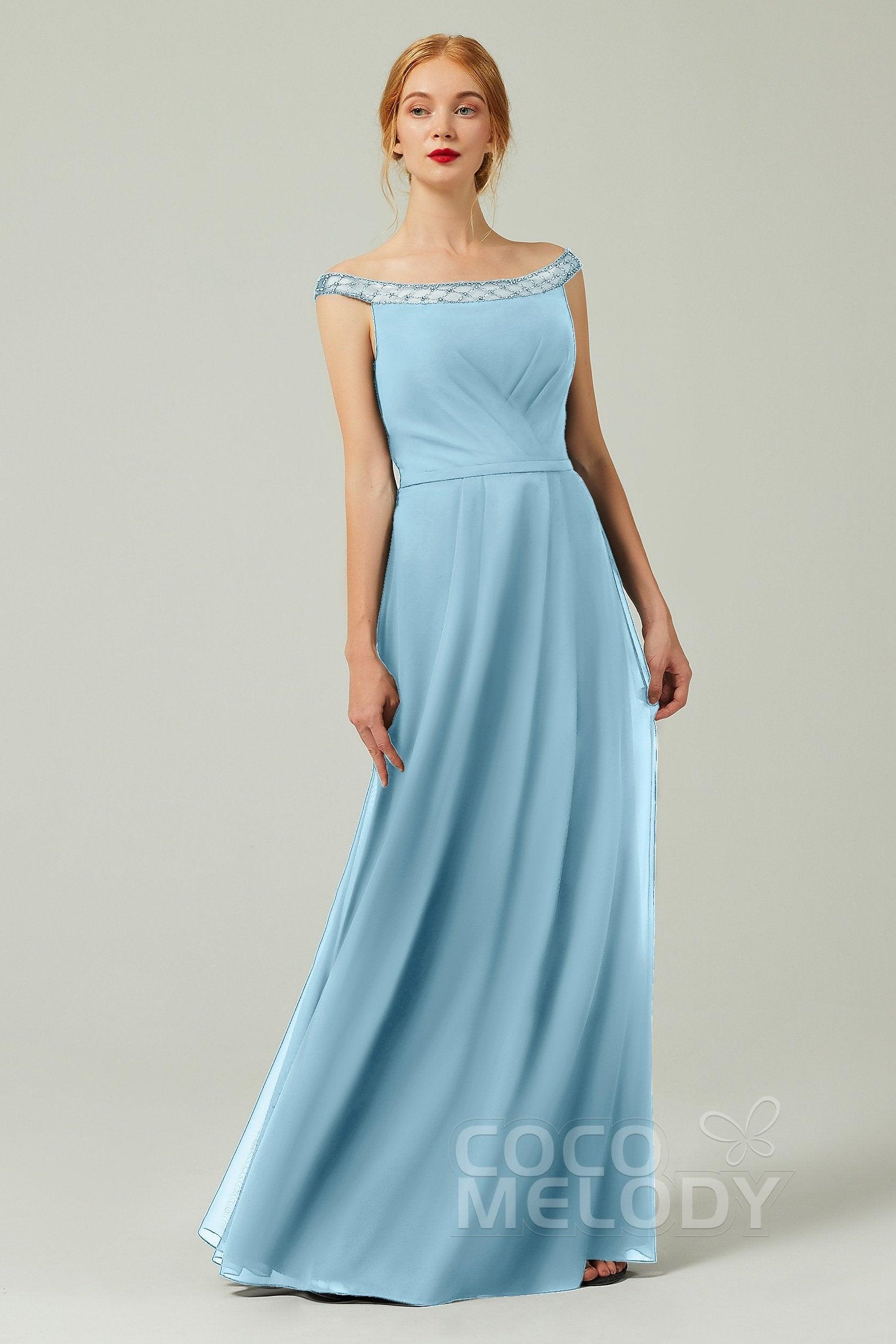A-Line Floor Length Chiffon Bridesmaid Dress Formal Dresses CB0339 - COCOMELODY