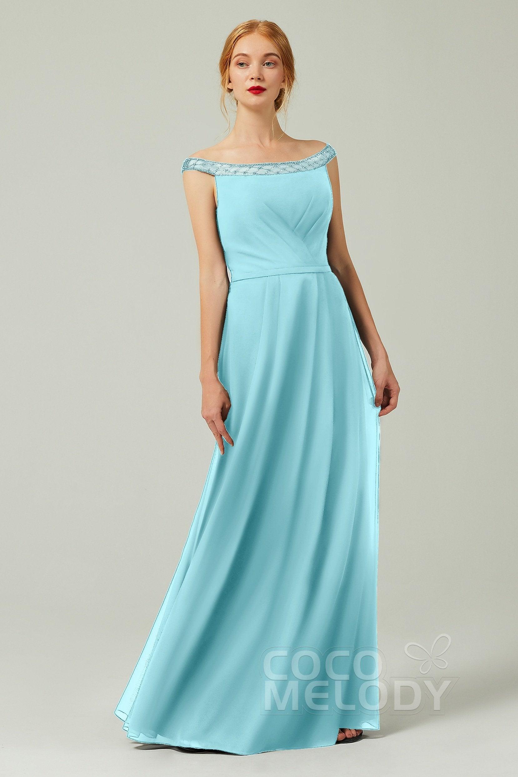 A-Line Floor Length Chiffon Bridesmaid Dress Formal Dresses CB0339 - COCOMELODY