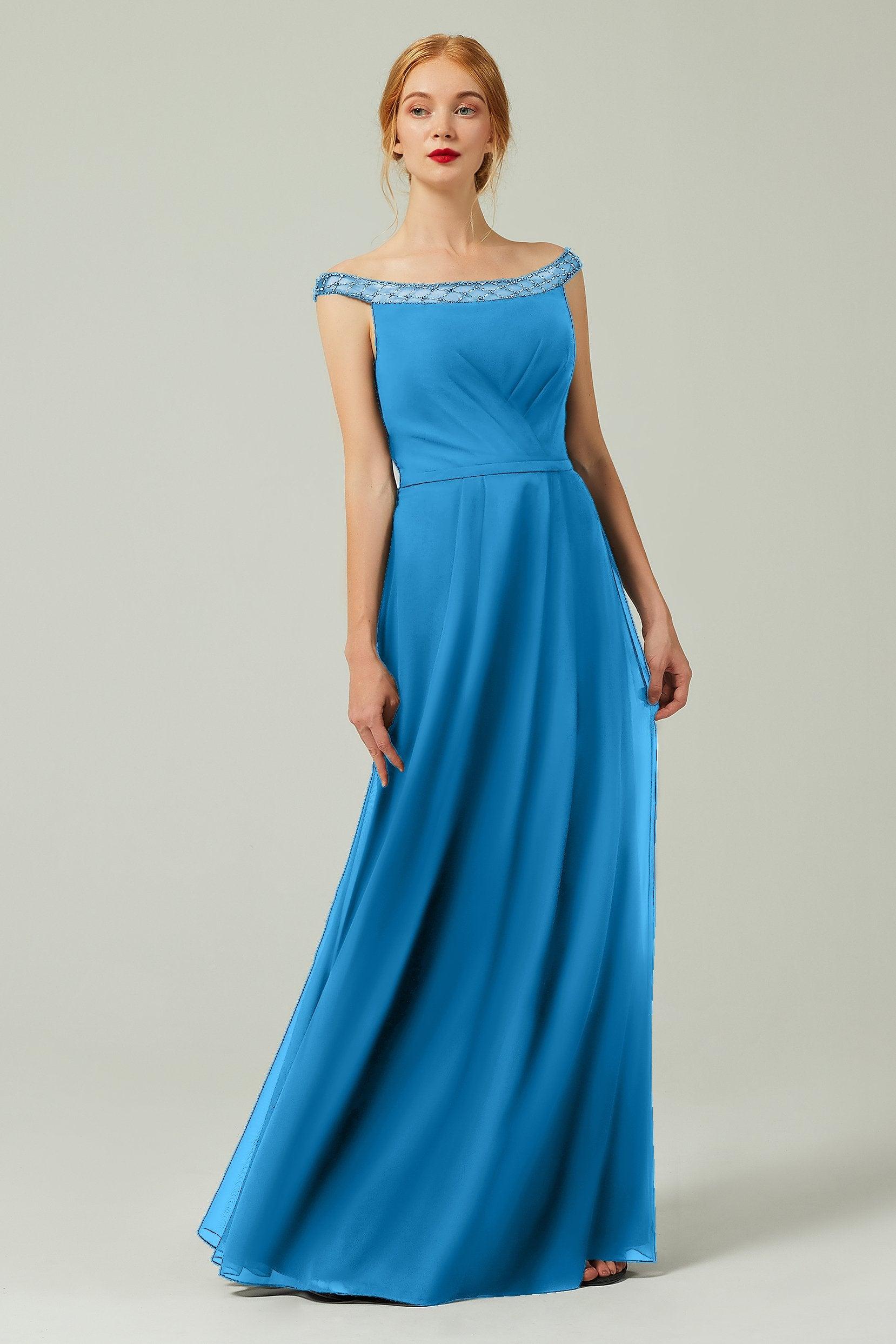 A-Line Floor Length Chiffon Bridesmaid Dress Formal Dresses CB0339 - COCOMELODY