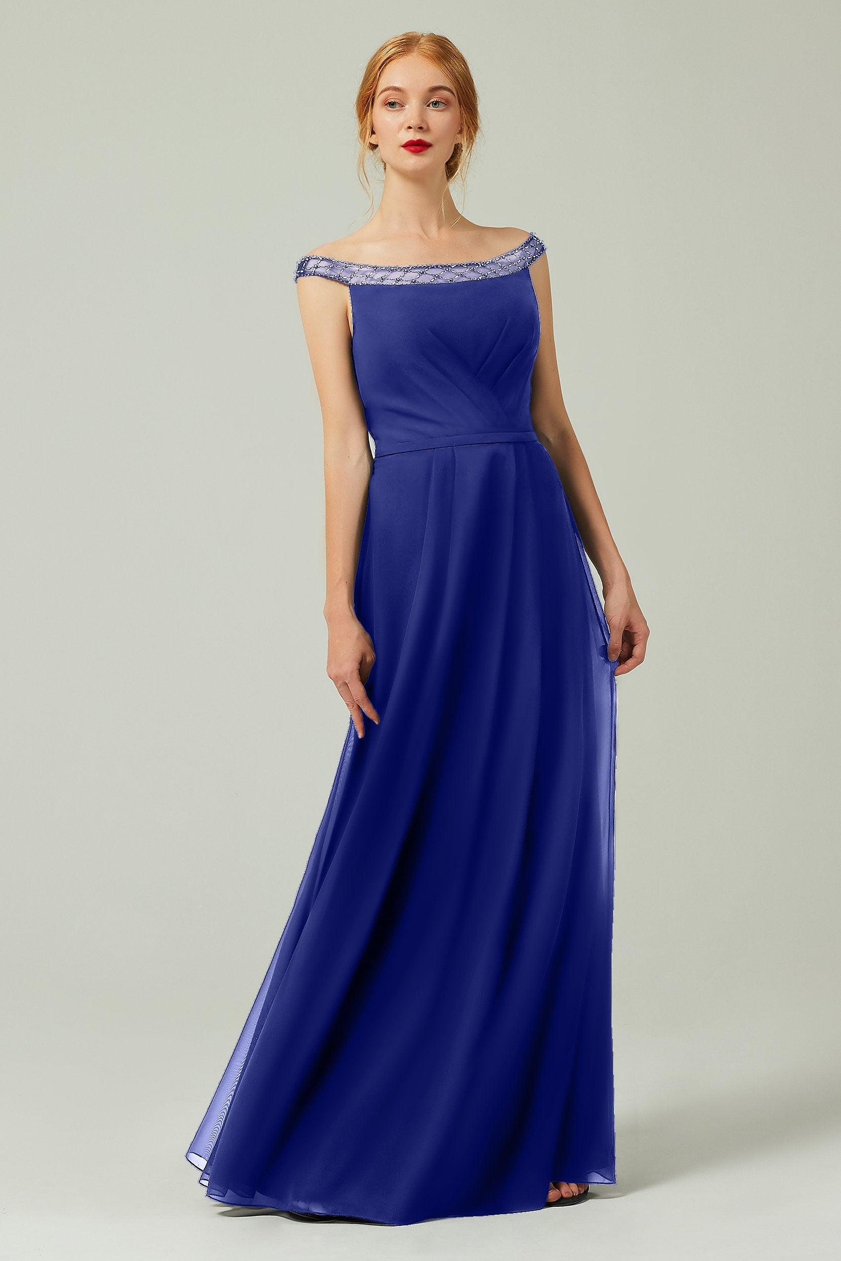 A-Line Floor Length Chiffon Bridesmaid Dress Formal Dresses CB0339 - COCOMELODY