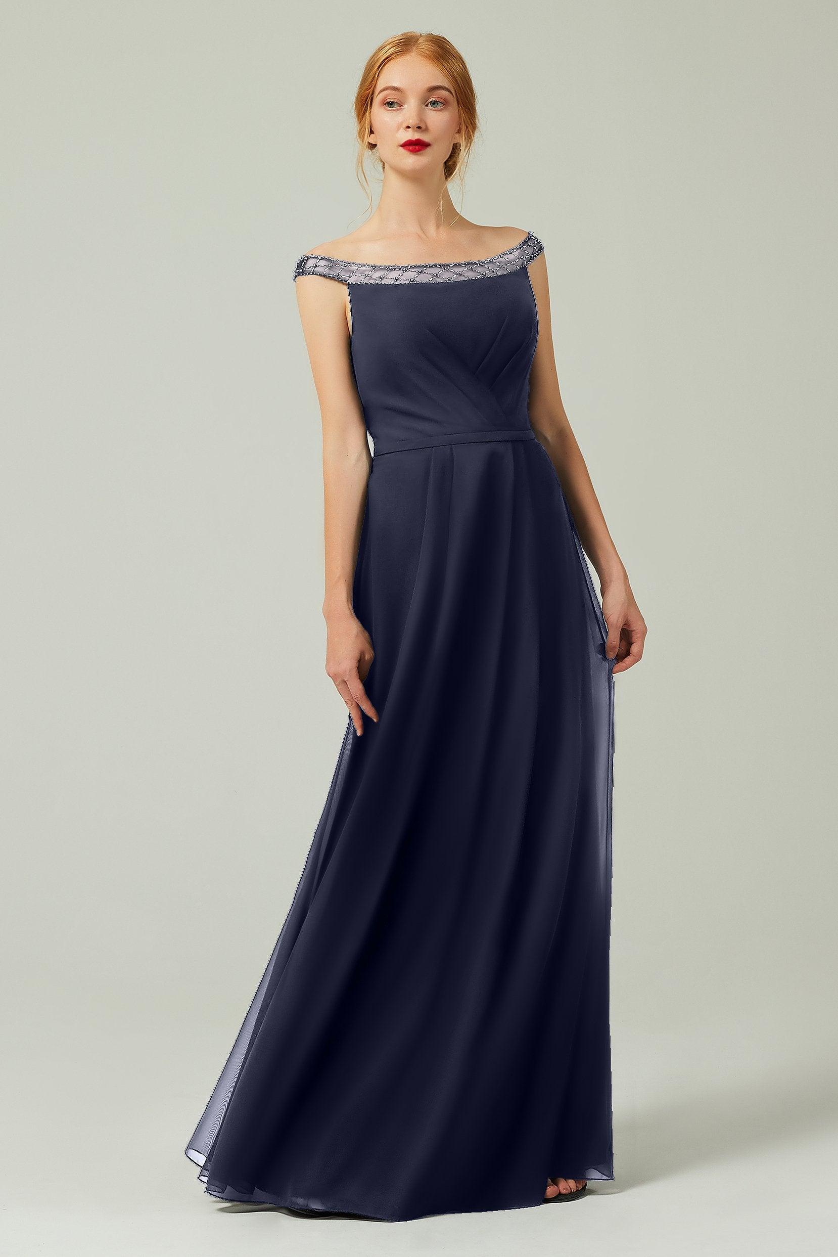 A-Line Floor Length Chiffon Bridesmaid Dress Formal Dresses CB0339 - COCOMELODY