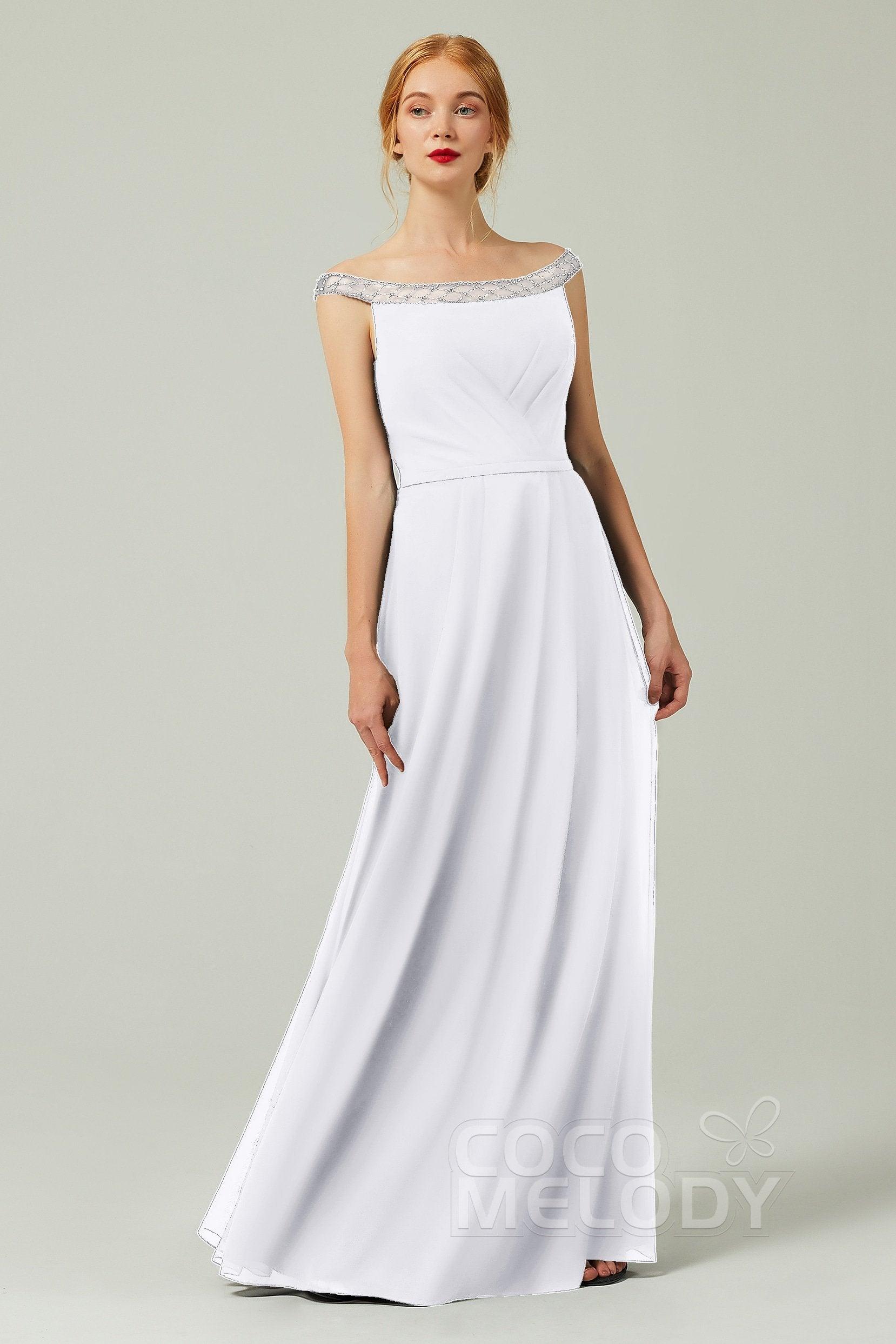A-Line Floor Length Chiffon Bridesmaid Dress Formal Dresses CB0339 - COCOMELODY