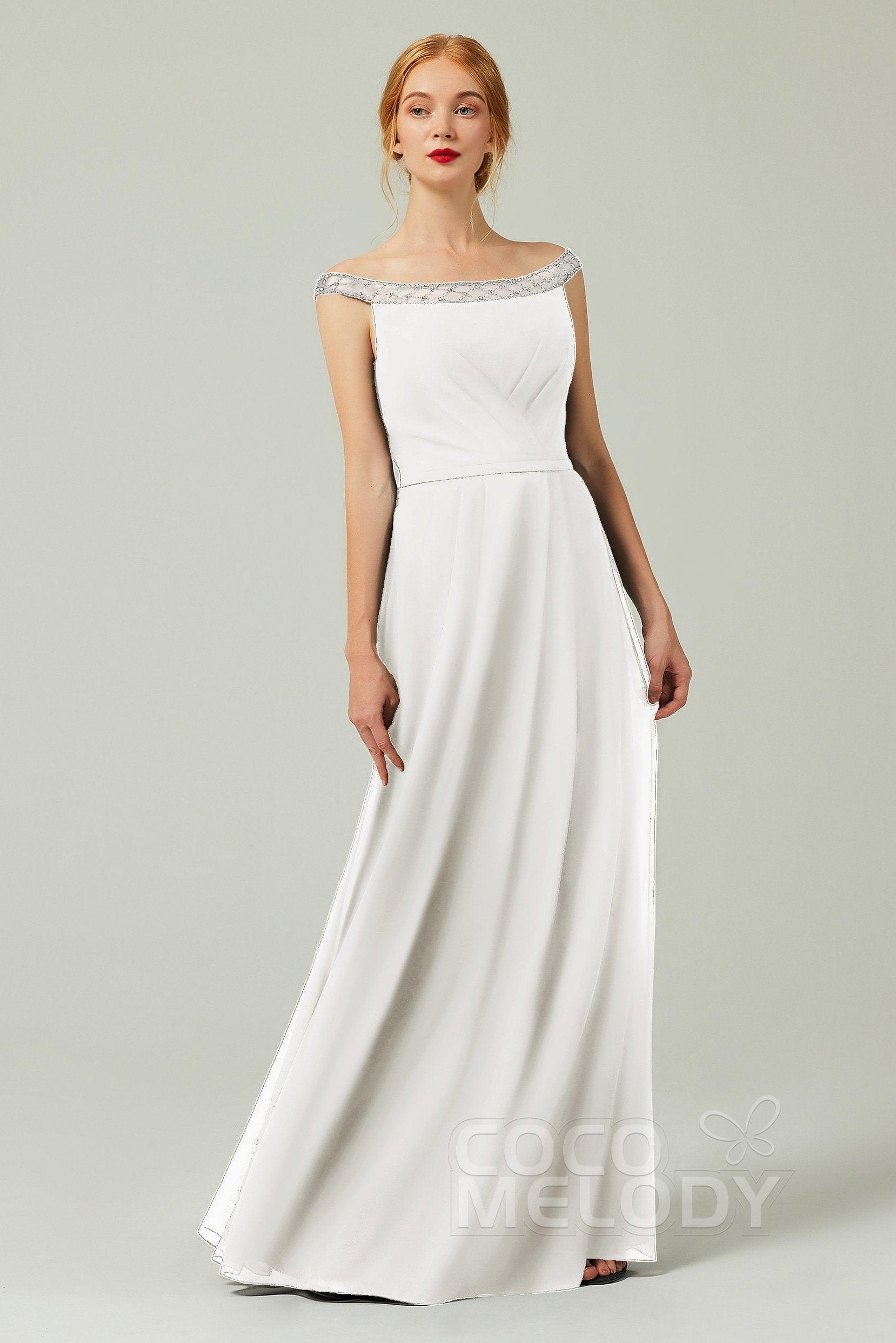 A-Line Floor Length Chiffon Bridesmaid Dress Formal Dresses CB0339 - COCOMELODY