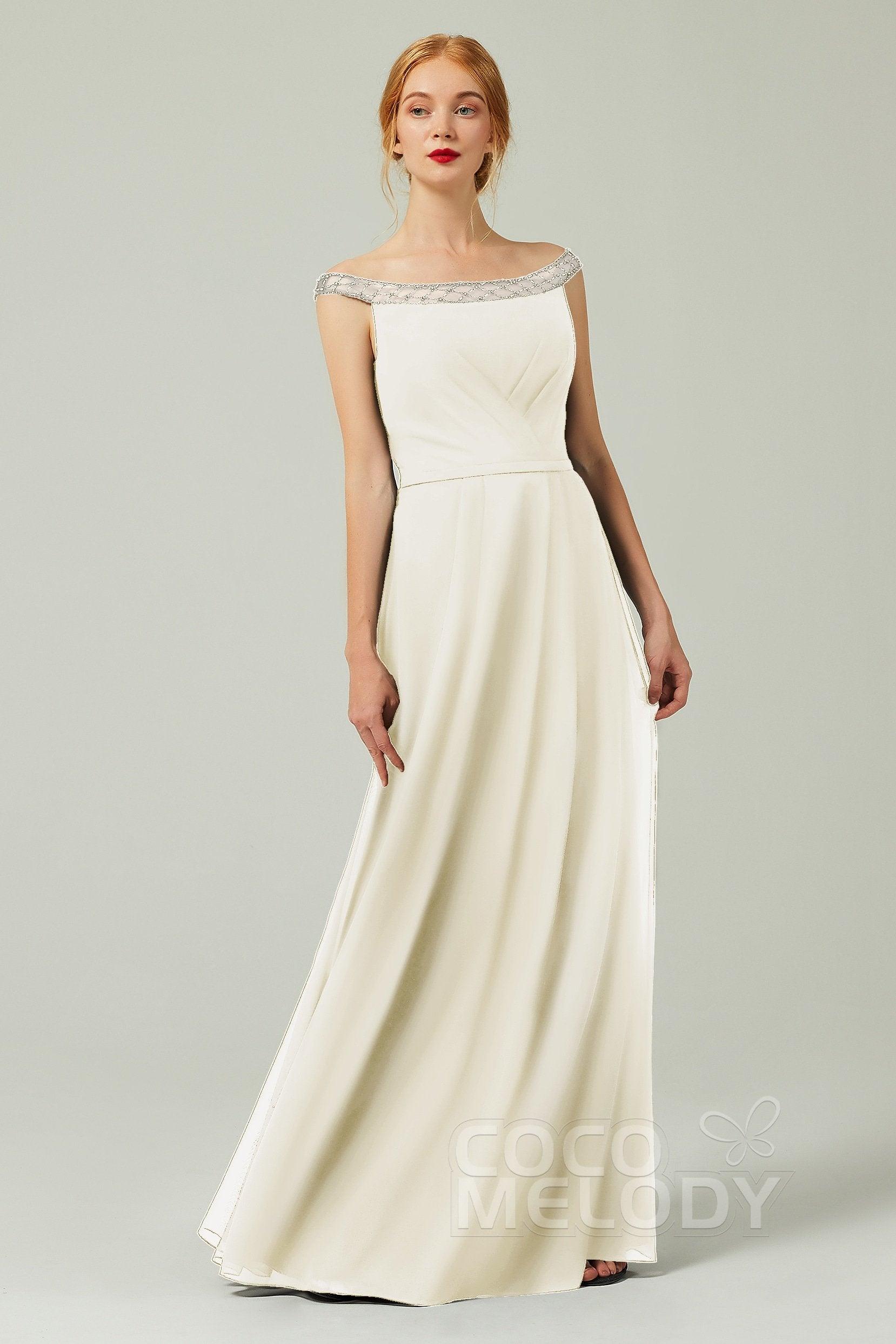 A-Line Floor Length Chiffon Bridesmaid Dress Formal Dresses CB0339 - COCOMELODY