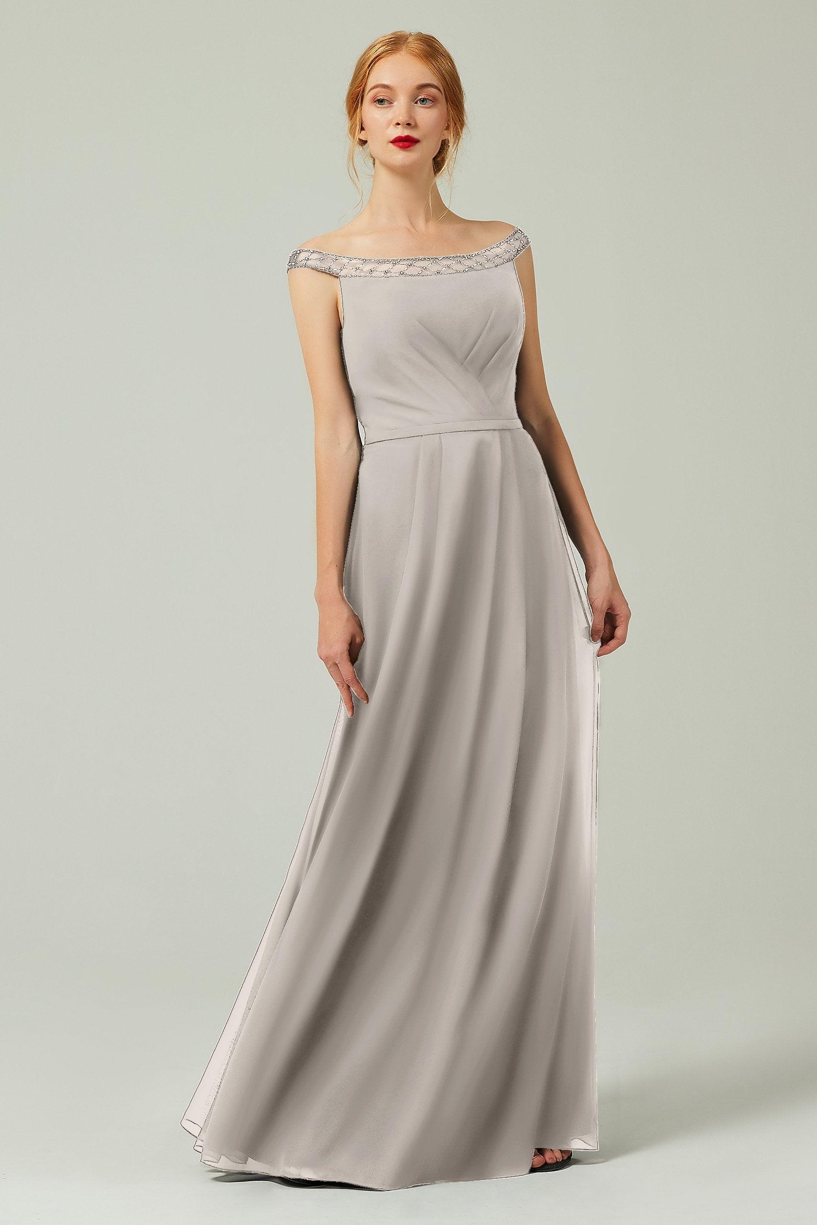 A-Line Floor Length Chiffon Bridesmaid Dress Formal Dresses CB0339 - COCOMELODY