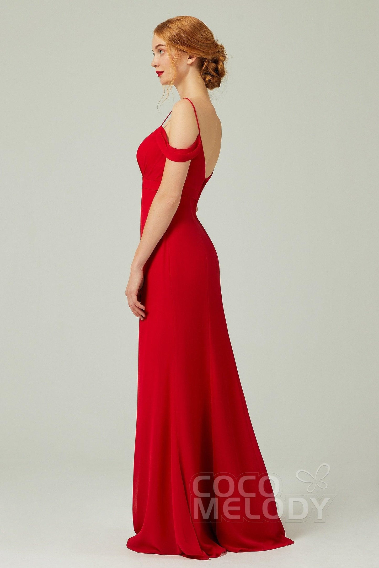 Sheath-Column Floor Length Chiffon Bridesmaid Dress Formal Dresses CB0343 - COCOMELODY