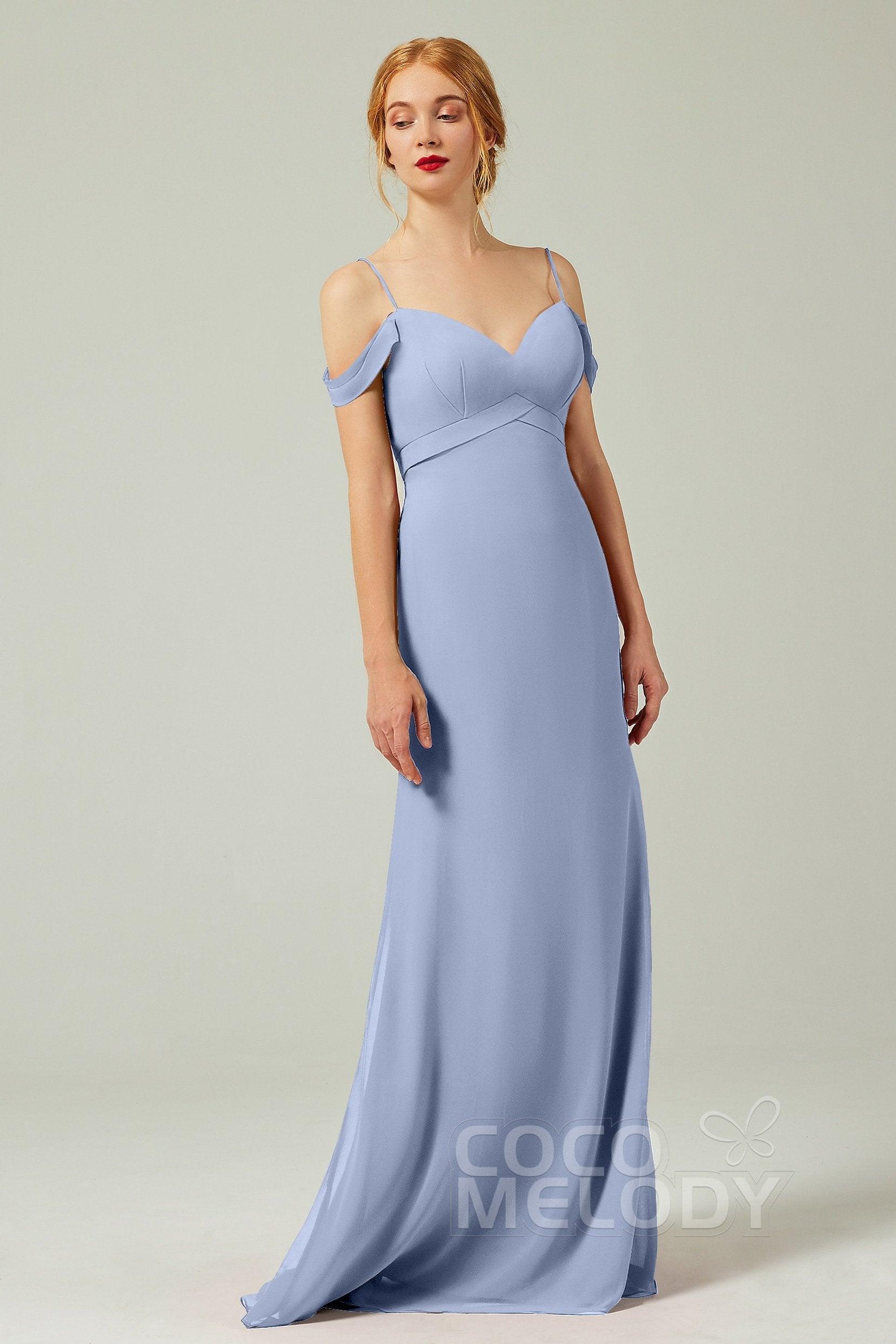 Sheath-Column Floor Length Chiffon Bridesmaid Dress Formal Dresses CB0343 - COCOMELODY