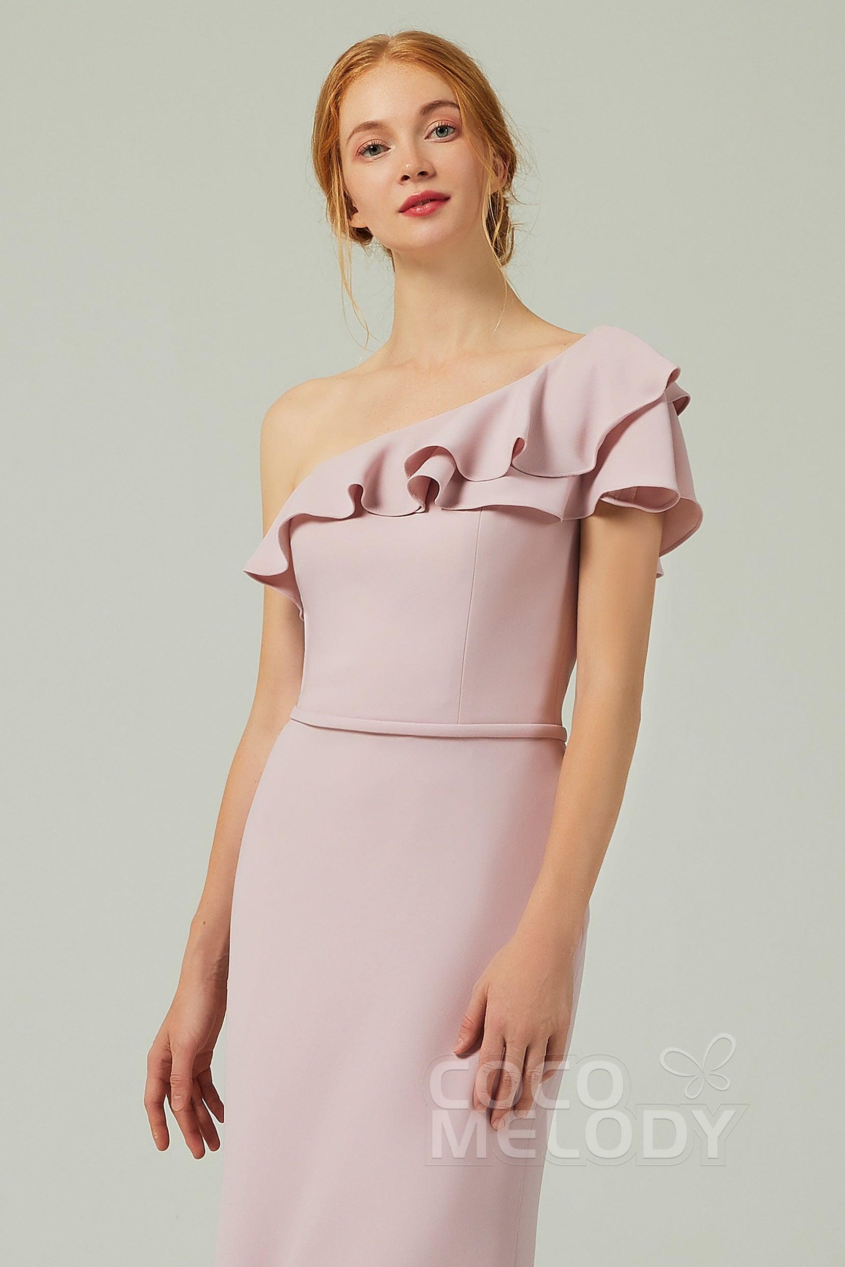 Sheath-Column Floor Length Chiffon Bridesmaid Dress CB0349 - COCOMELODY