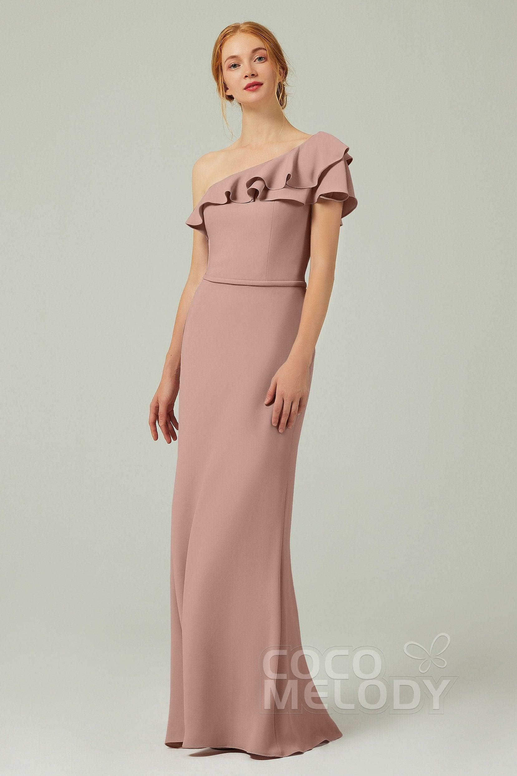Sheath-Column Floor Length Chiffon Bridesmaid Dress CB0349 - COCOMELODY