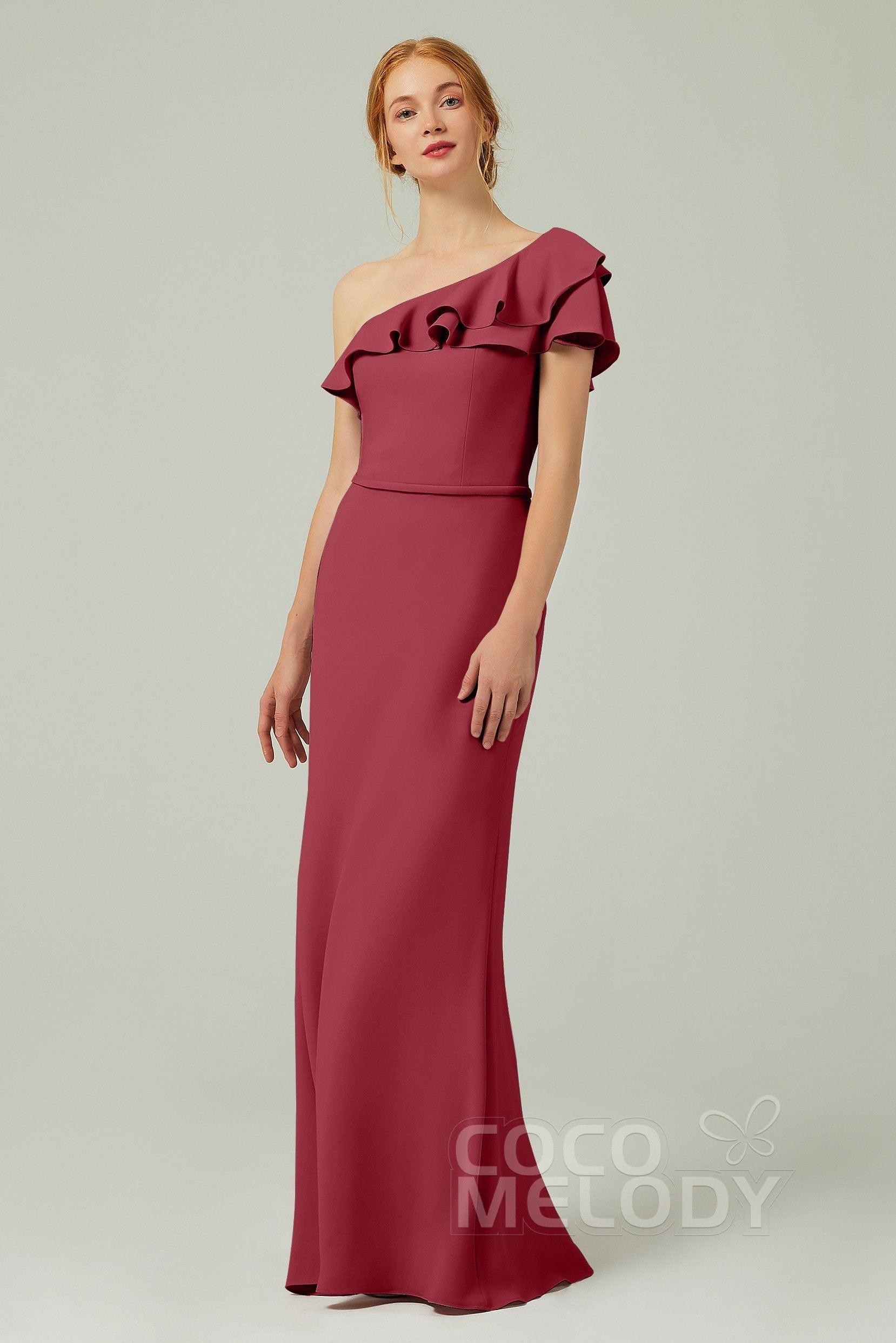 Sheath-Column Floor Length Chiffon Bridesmaid Dress CB0349 - COCOMELODY