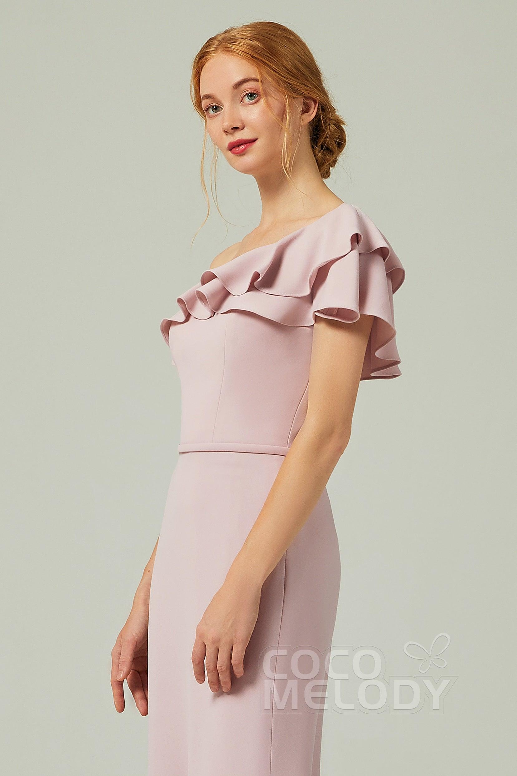 Sheath-Column Floor Length Chiffon Bridesmaid Dress CB0349 - COCOMELODY