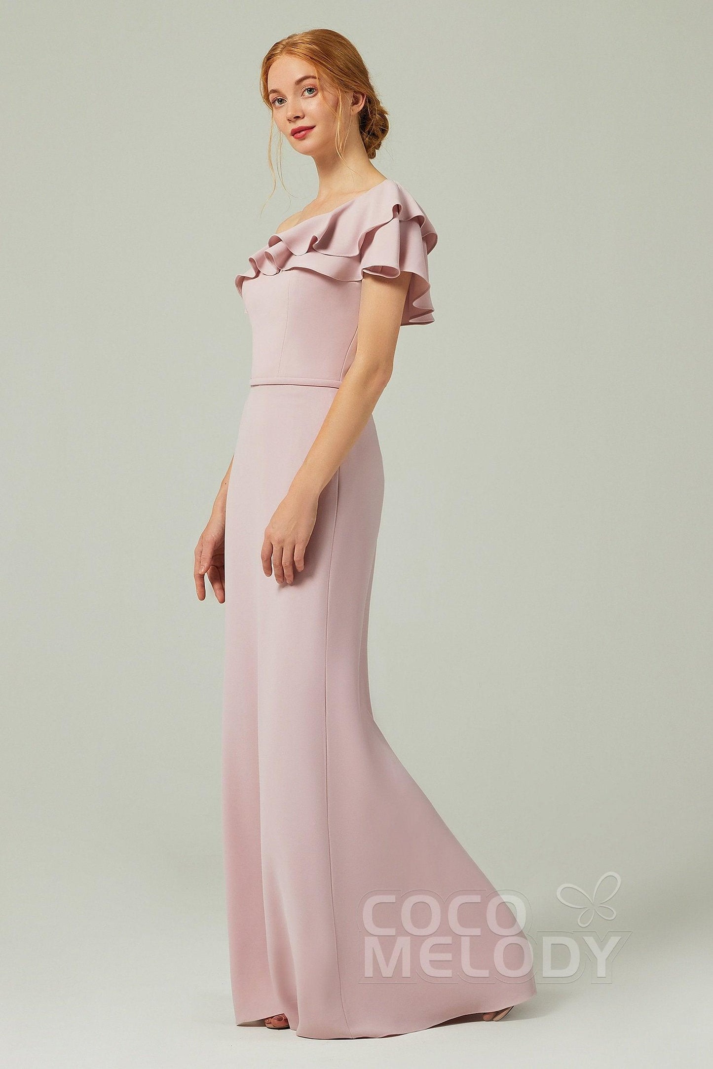 Sheath-Column Floor Length Chiffon Bridesmaid Dress CB0349 - COCOMELODY