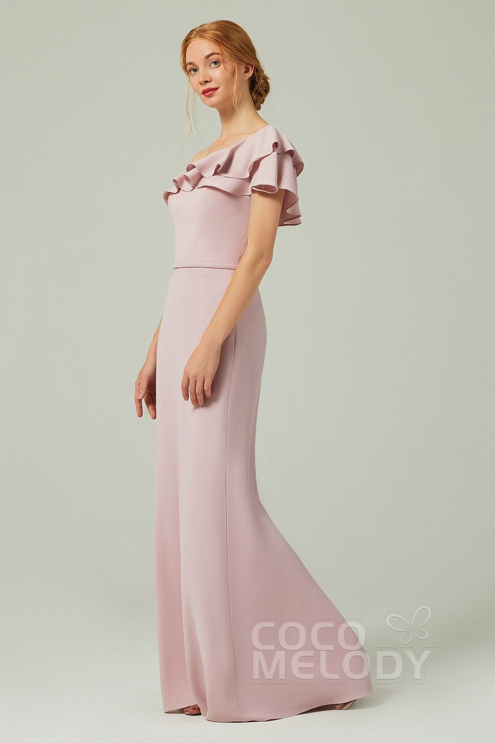 Sheath-Column Floor Length Chiffon Bridesmaid Dress CB0349 - COCOMELODY