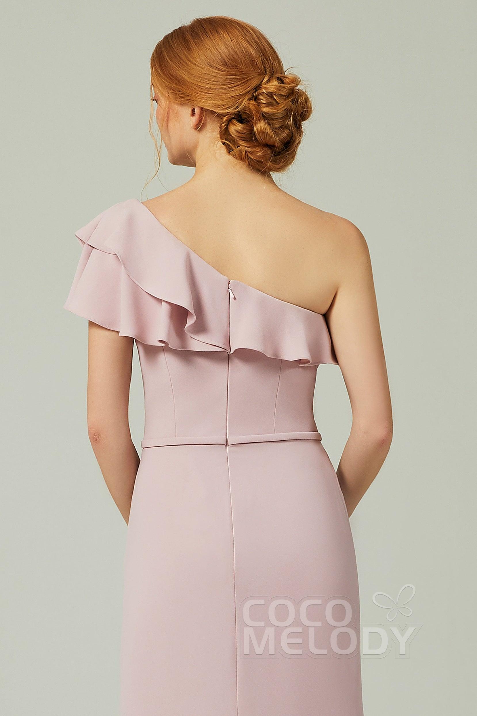 Sheath-Column Floor Length Chiffon Bridesmaid Dress CB0349 - COCOMELODY