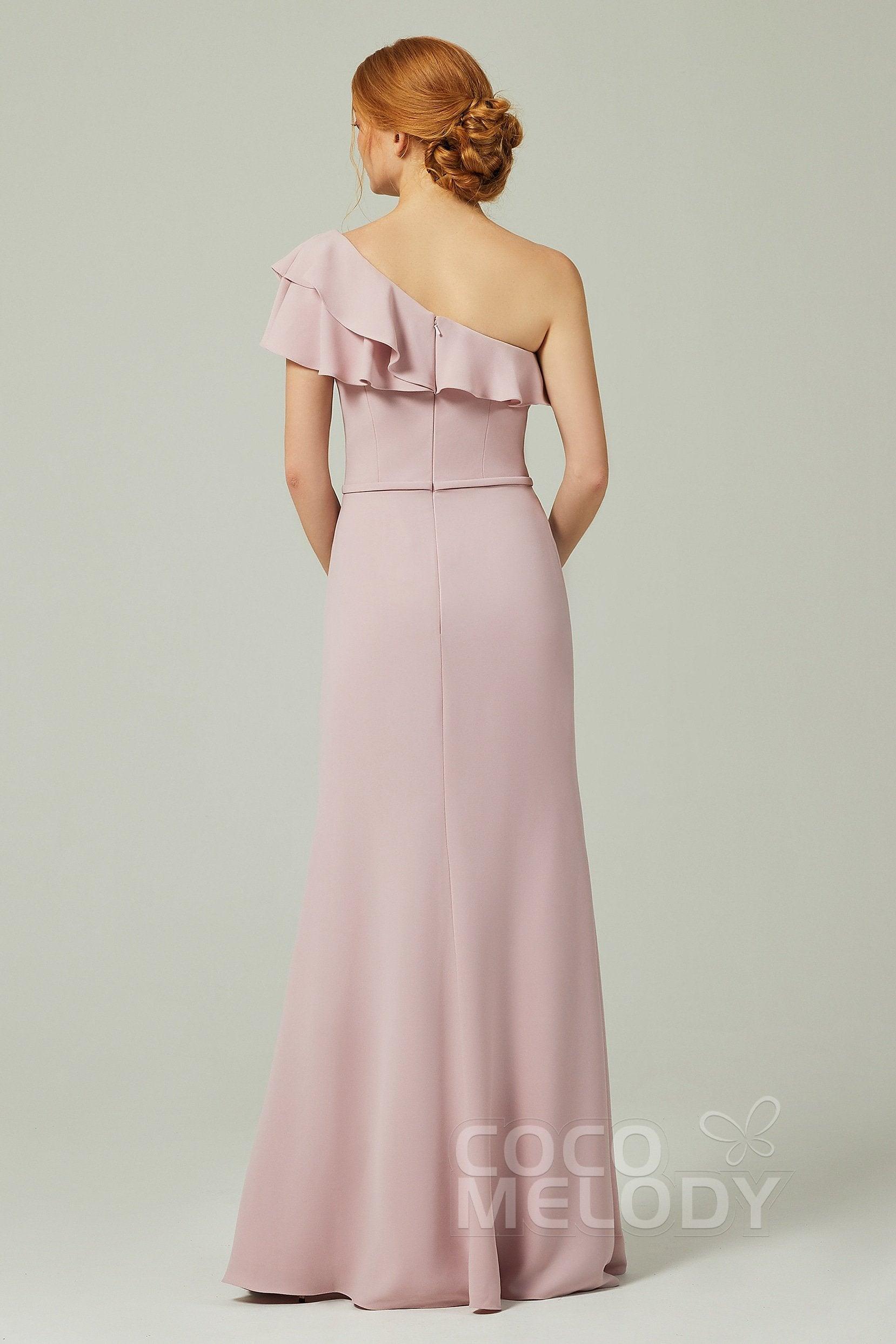Sheath-Column Floor Length Chiffon Bridesmaid Dress CB0349 - COCOMELODY