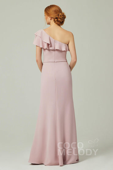 Sheath-Column Floor Length Chiffon Bridesmaid Dress CB0349 - COCOMELODY