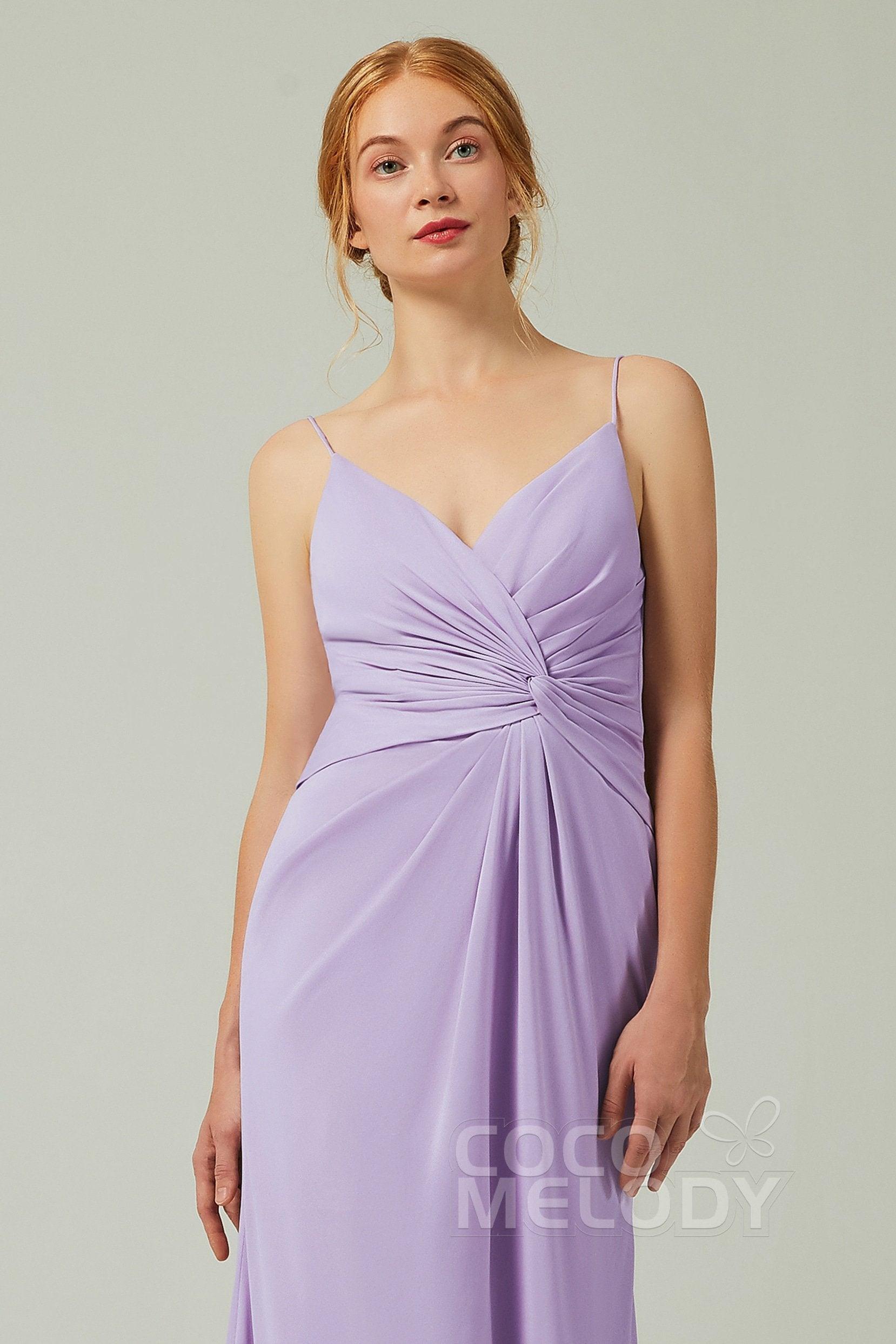 Sheath-Column Floor Length Chiffon Bridesmaid Dress CB0350 - COCOMELODY