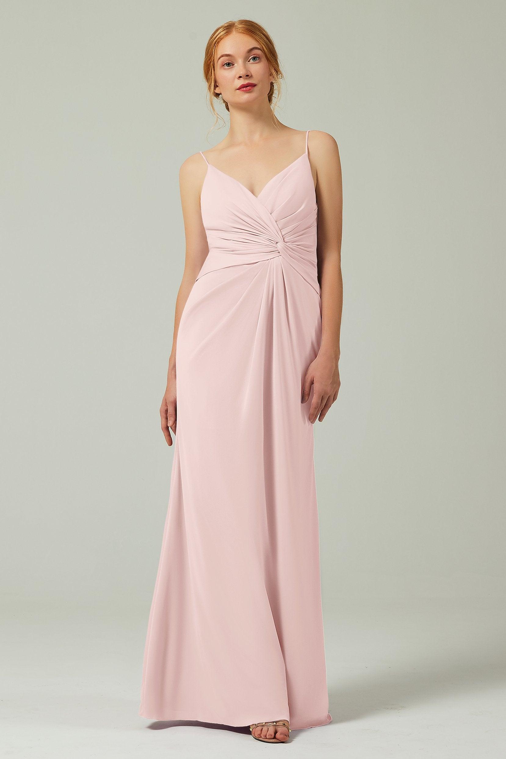 Sheath-Column Floor Length Chiffon Bridesmaid Dress CB0350 - COCOMELODY