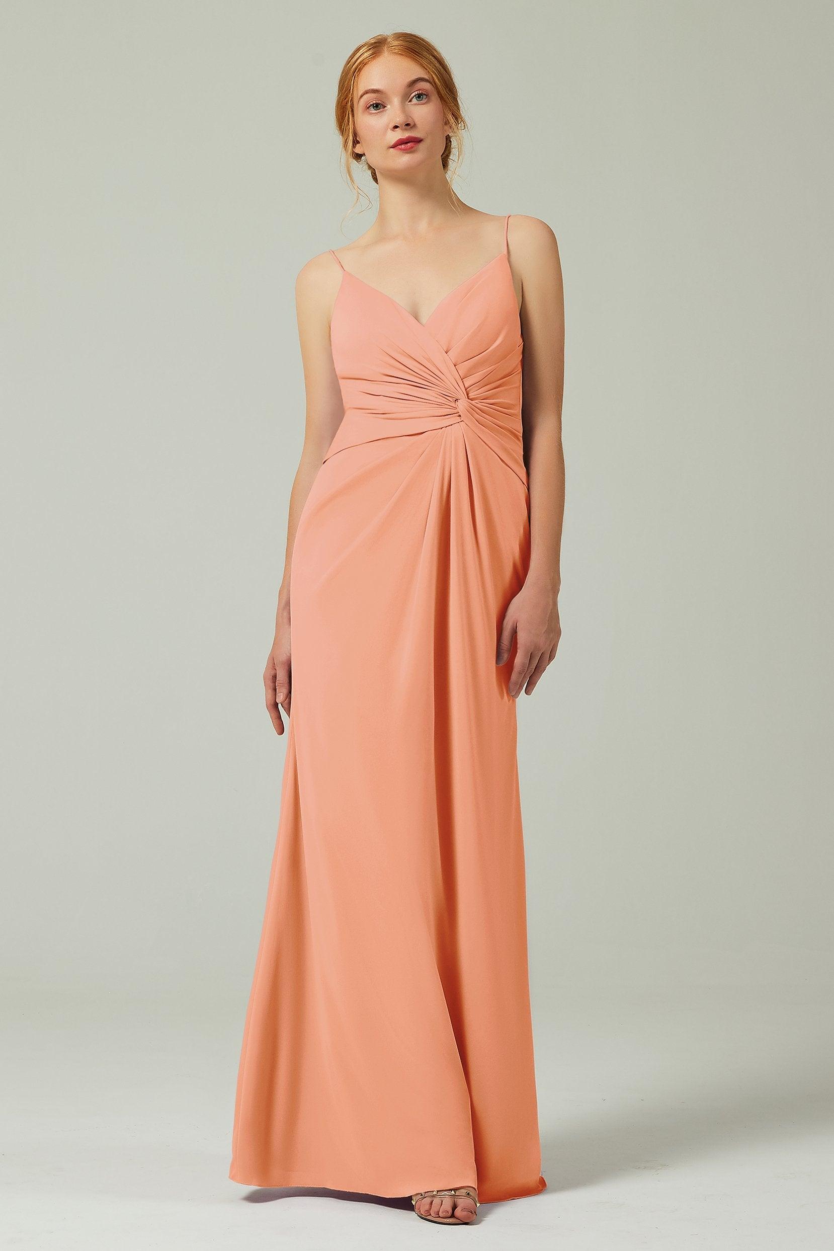 Sheath-Column Floor Length Chiffon Bridesmaid Dress CB0350 - COCOMELODY