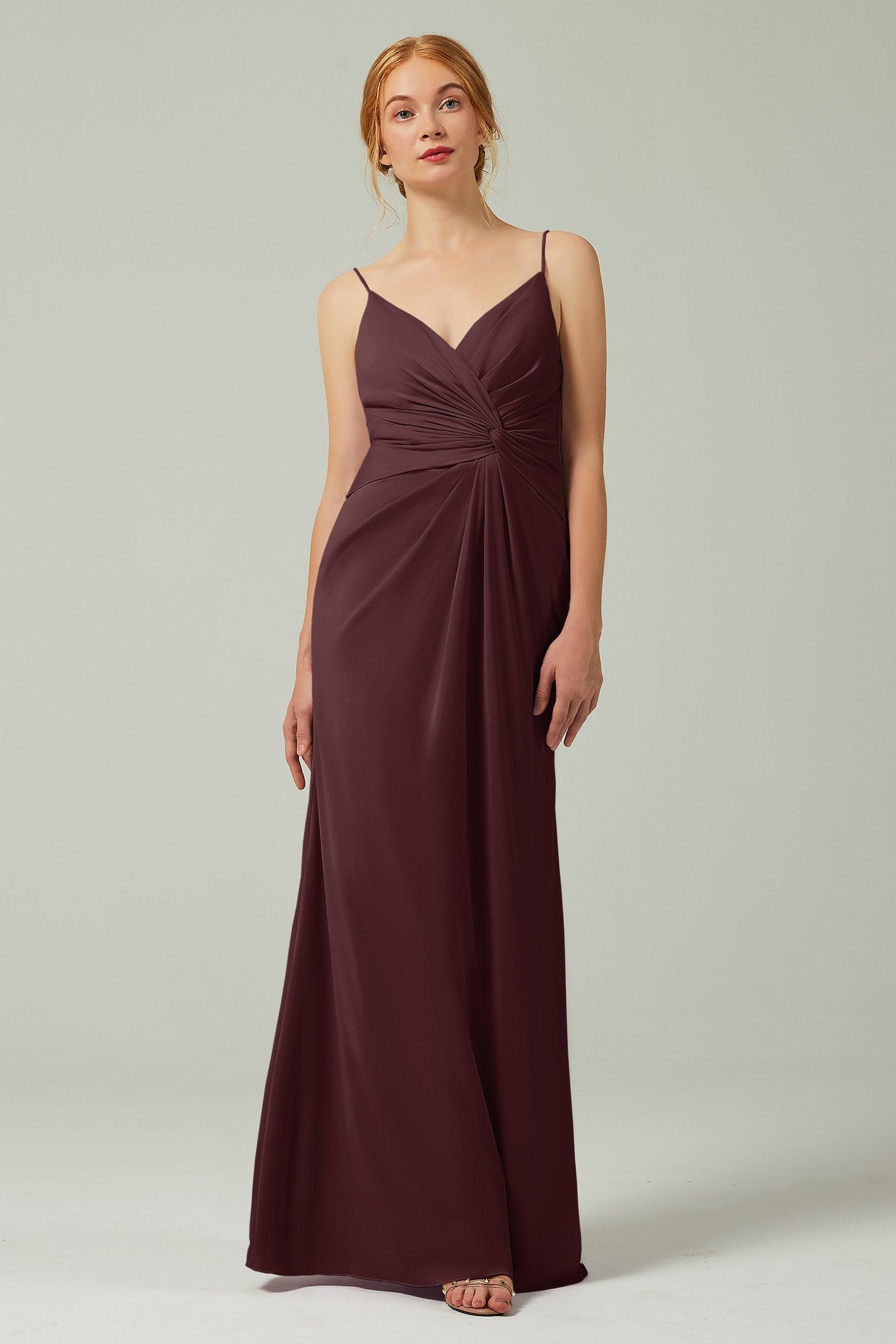 Sheath-Column Floor Length Chiffon Bridesmaid Dress CB0350 - COCOMELODY