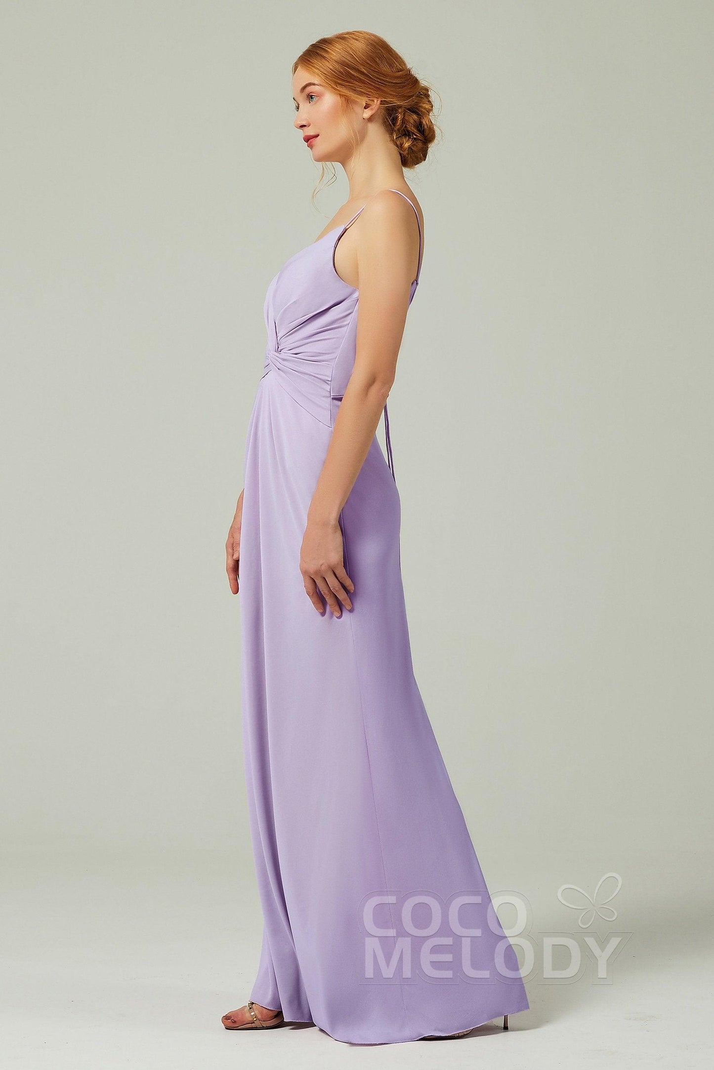 Sheath-Column Floor Length Chiffon Bridesmaid Dress CB0350