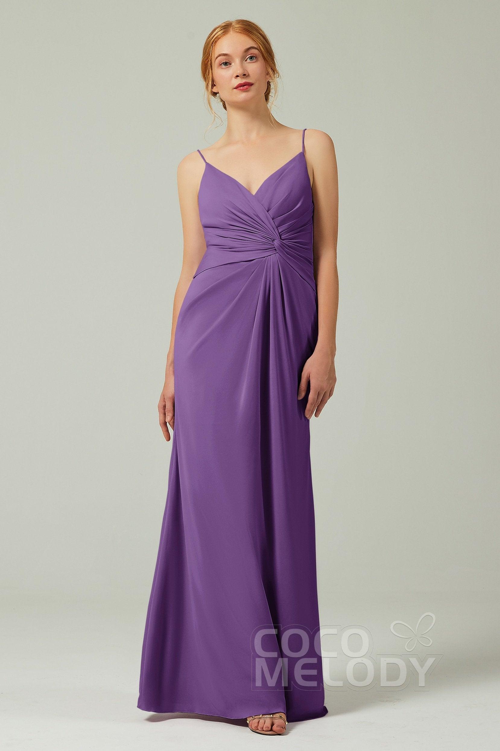 Sheath-Column Floor Length Chiffon Bridesmaid Dress CB0350 - COCOMELODY