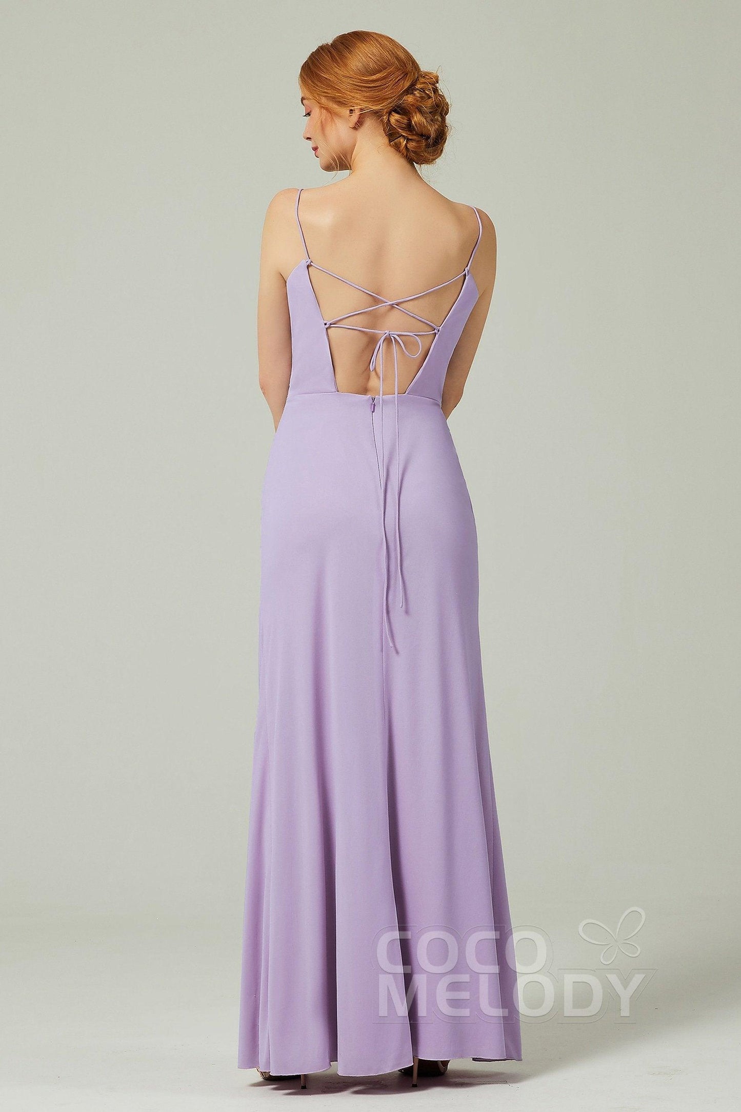 Sheath-Column Floor Length Chiffon Bridesmaid Dress CB0350