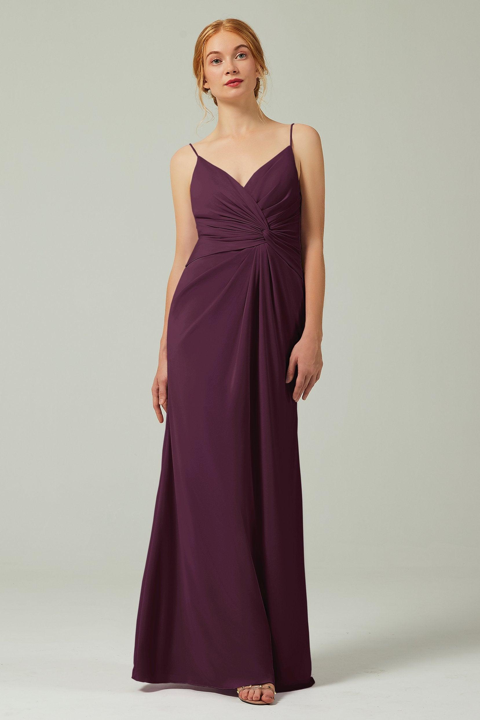 Sheath-Column Floor Length Chiffon Bridesmaid Dress CB0350 - COCOMELODY
