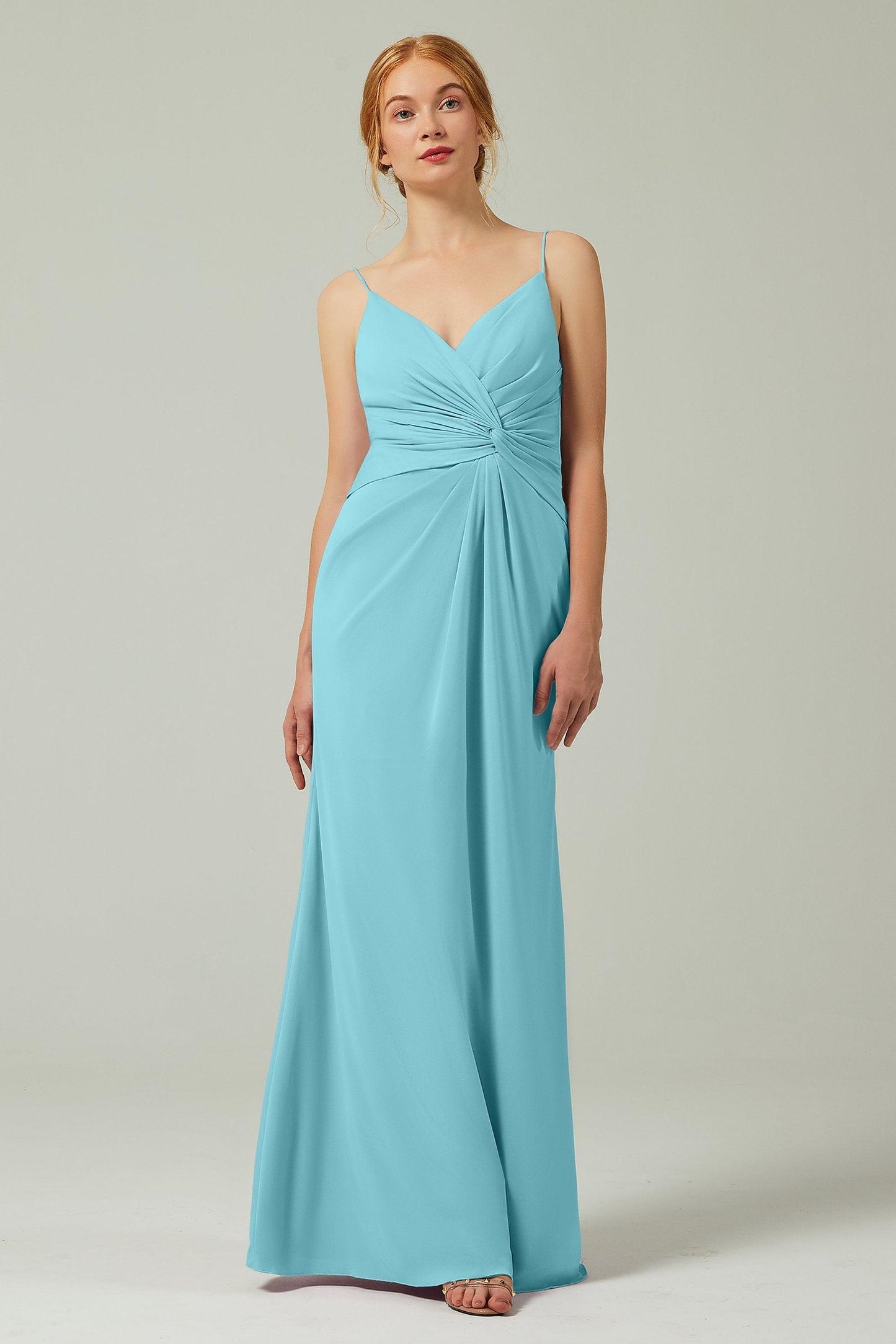 Sheath-Column Floor Length Chiffon Bridesmaid Dress CB0350 - COCOMELODY