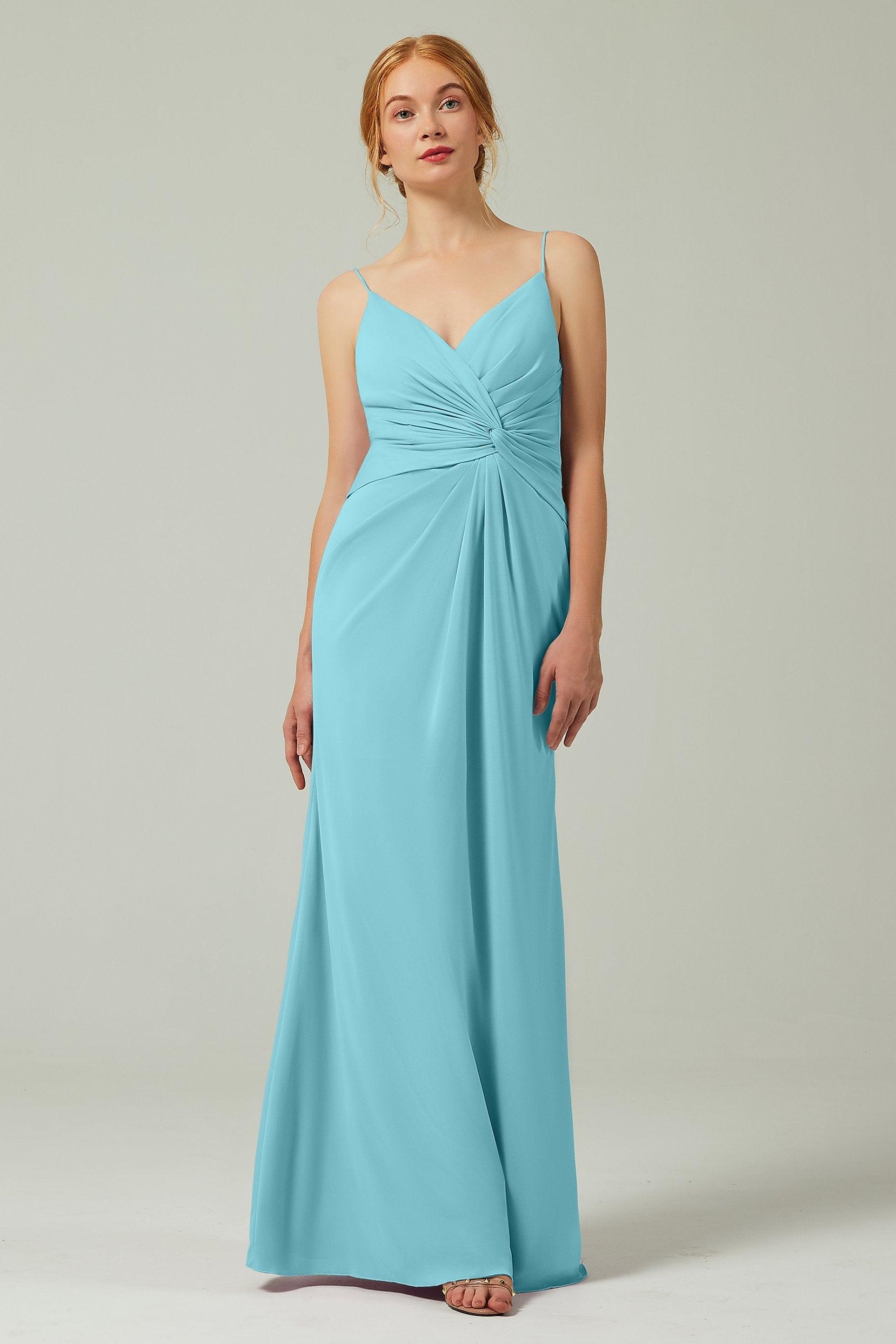 Sheath-Column Floor Length Chiffon Bridesmaid Dress CB0350 - COCOMELODY