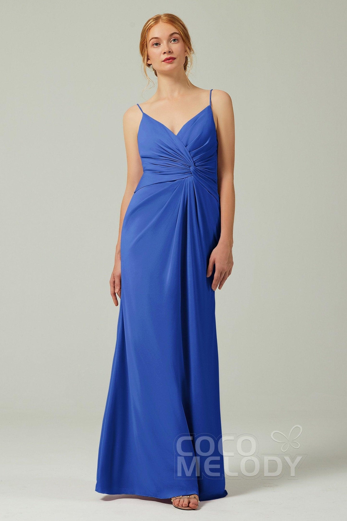 Sheath-Column Floor Length Chiffon Bridesmaid Dress CB0350 - COCOMELODY