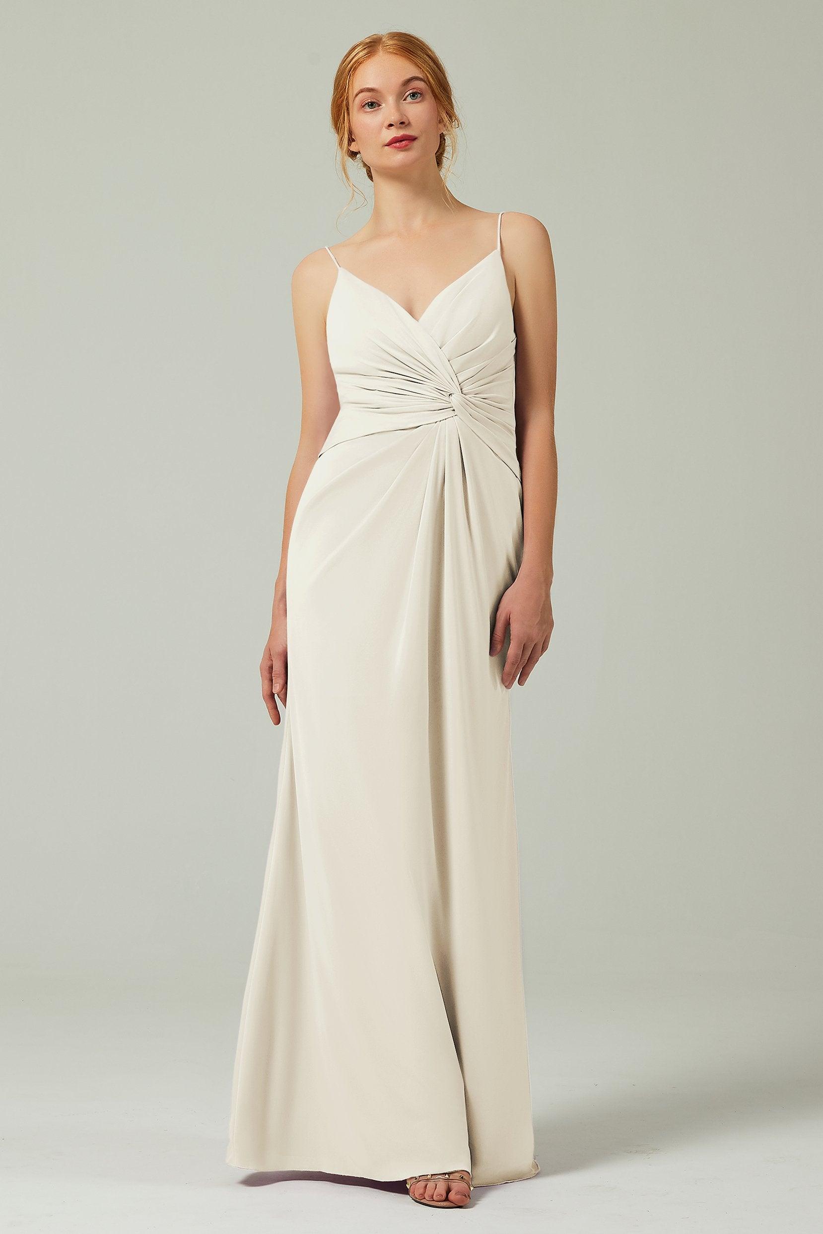 Sheath-Column Floor Length Chiffon Bridesmaid Dress CB0350 - COCOMELODY