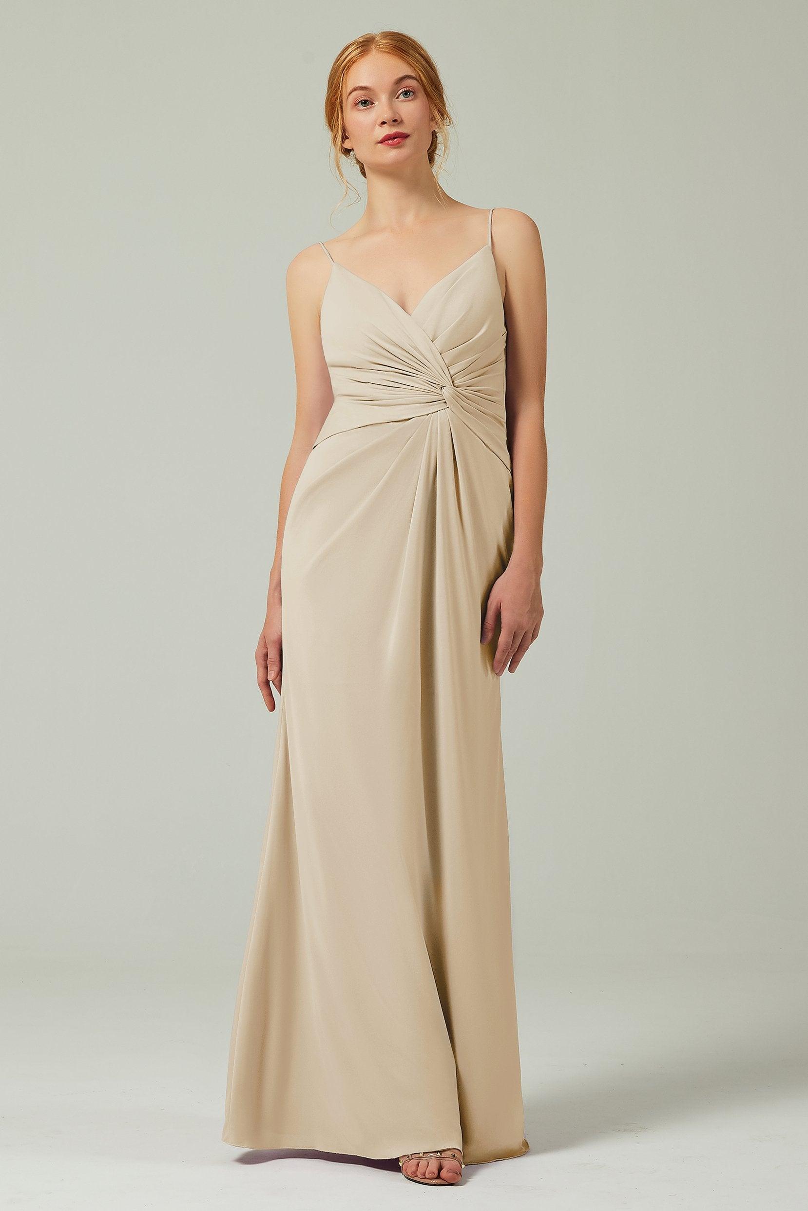Sheath-Column Floor Length Chiffon Bridesmaid Dress CB0350 - COCOMELODY