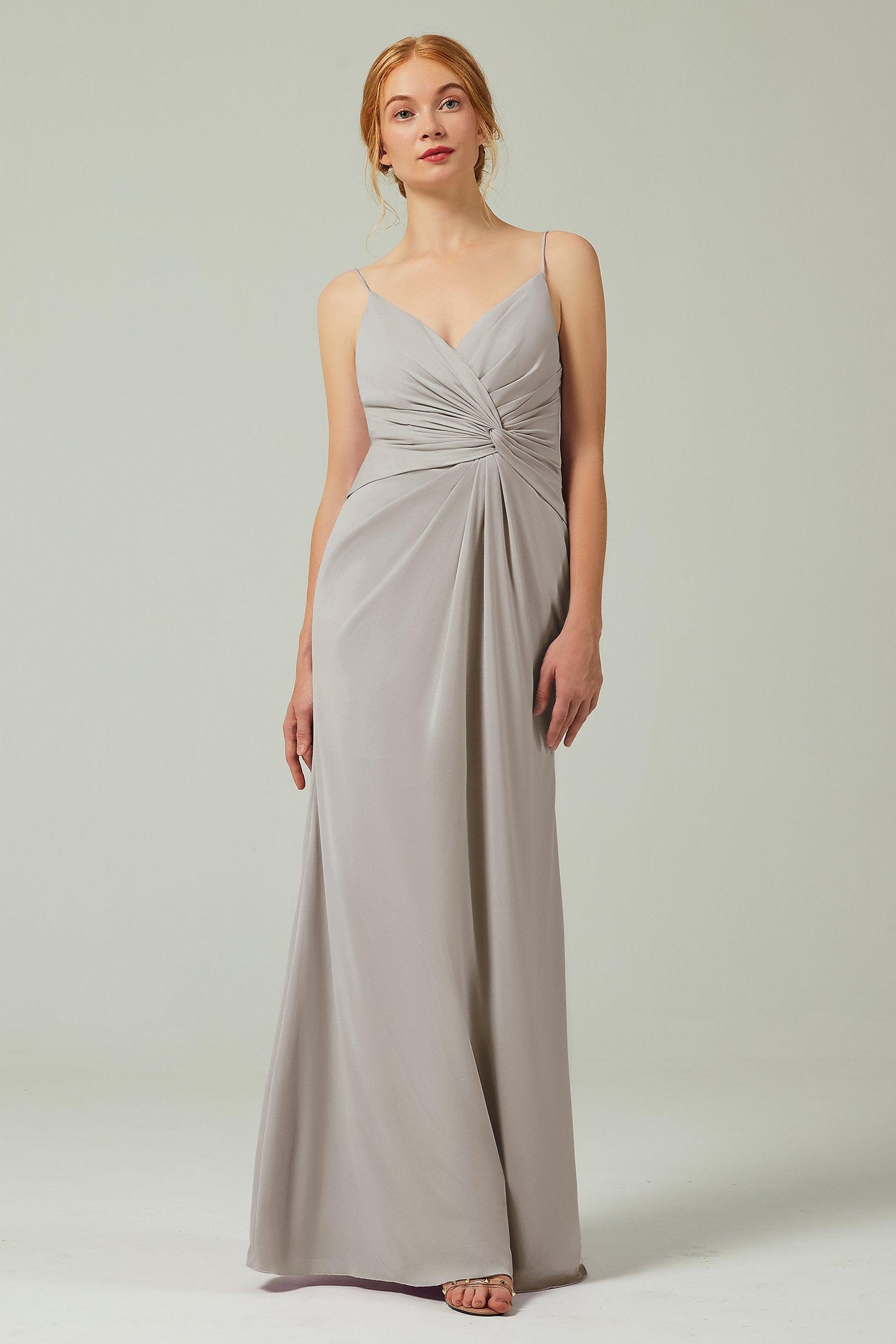 Sheath-Column Floor Length Chiffon Bridesmaid Dress CB0350 - COCOMELODY