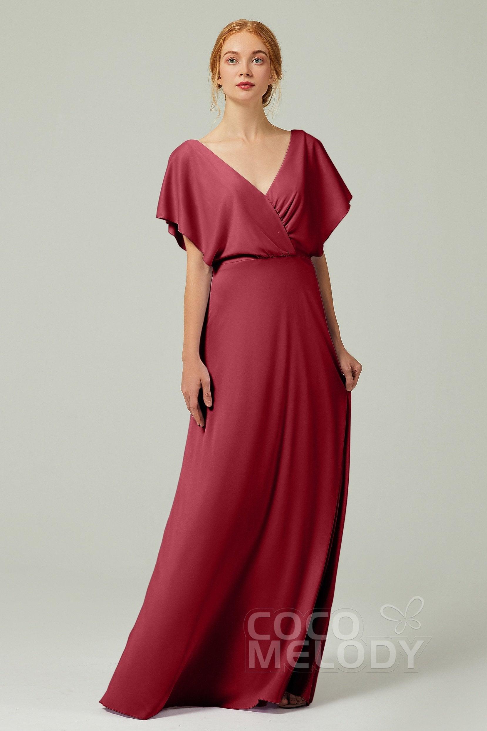 A-Line Floor Length Chiffon Bridesmaid Dress CB0351 - COCOMELODY