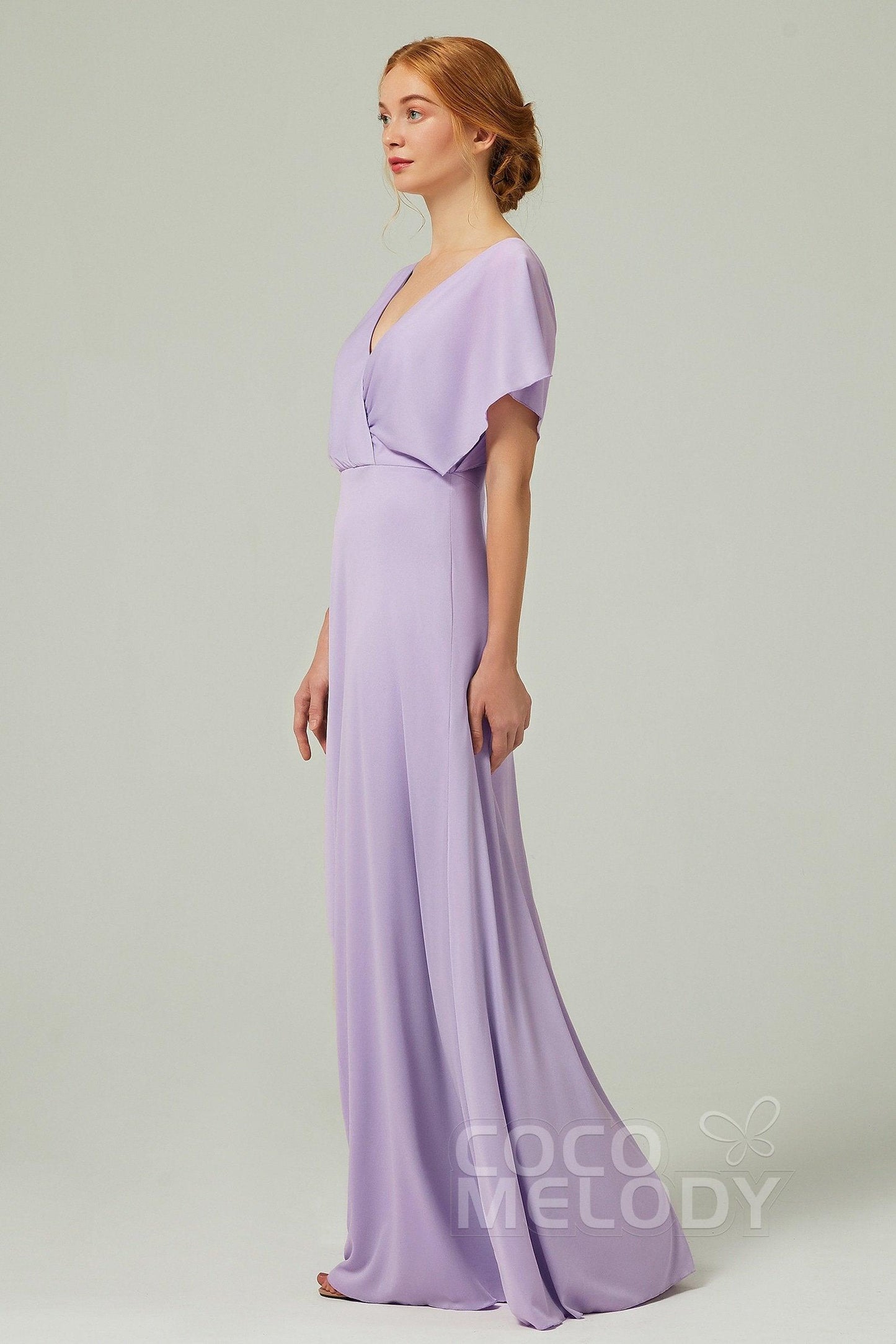 A-Line Floor Length Chiffon Bridesmaid Dress CB0351