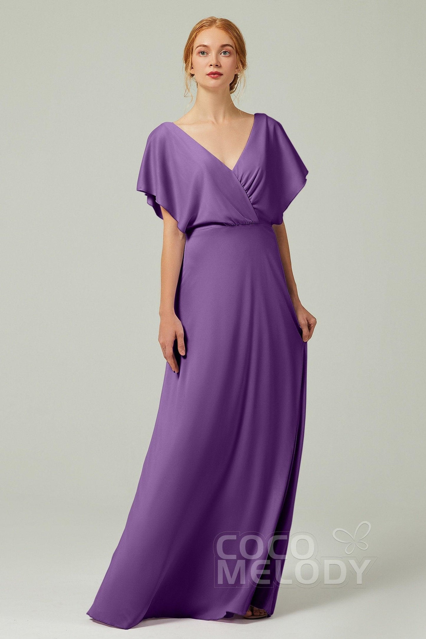 A-Line Floor Length Chiffon Bridesmaid Dress CB0351 - COCOMELODY