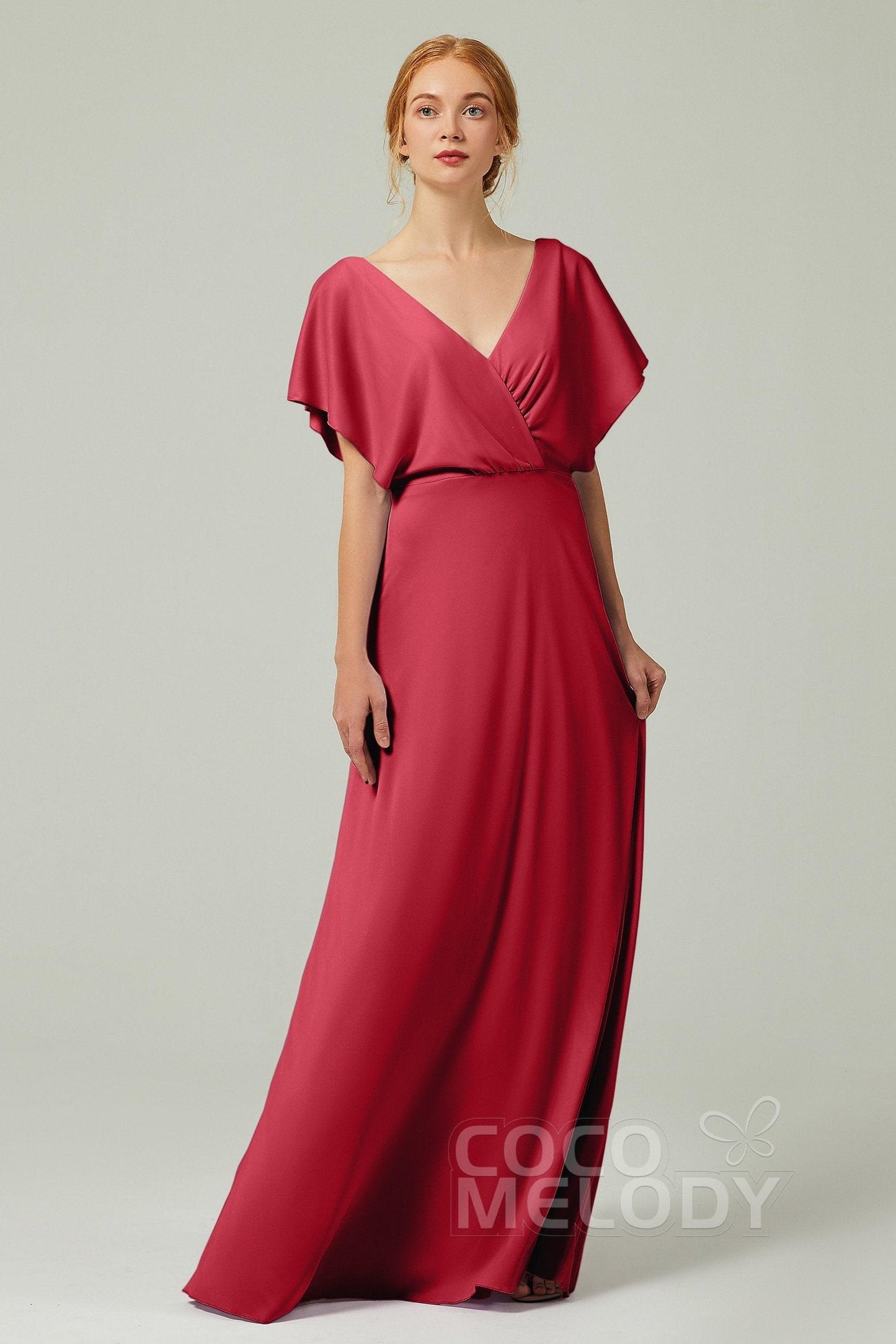 A-Line Floor Length Chiffon Bridesmaid Dress CB0351 - COCOMELODY