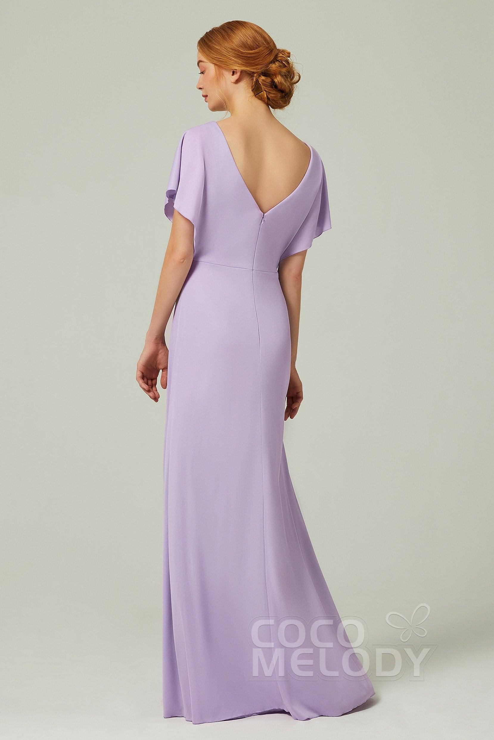 A-Line Floor Length Chiffon Bridesmaid Dress CB0351 - COCOMELODY