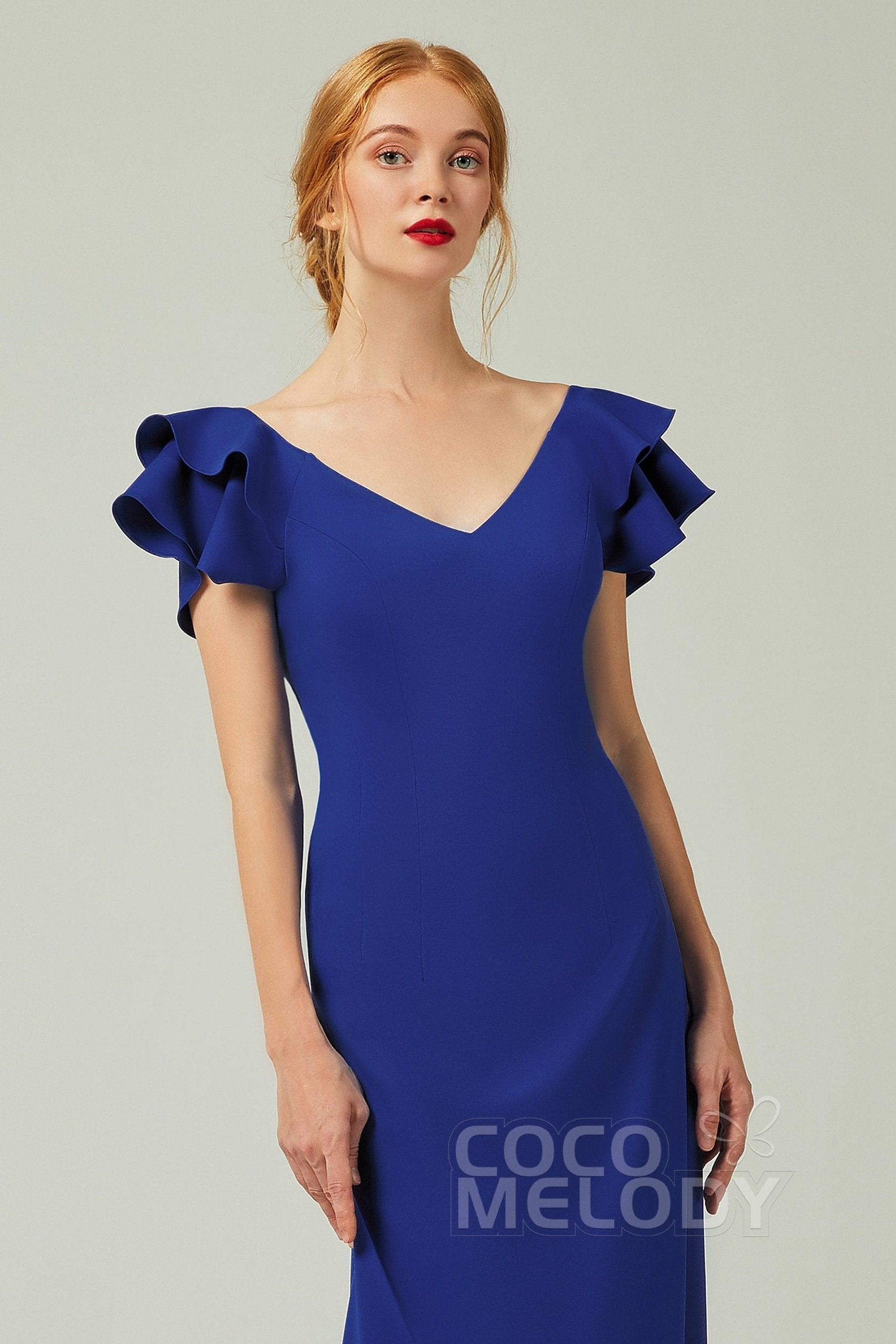Sheath-Column Floor Length Chiffon Bridesmaid Dress Formal Dresses CB0353 - COCOMELODY