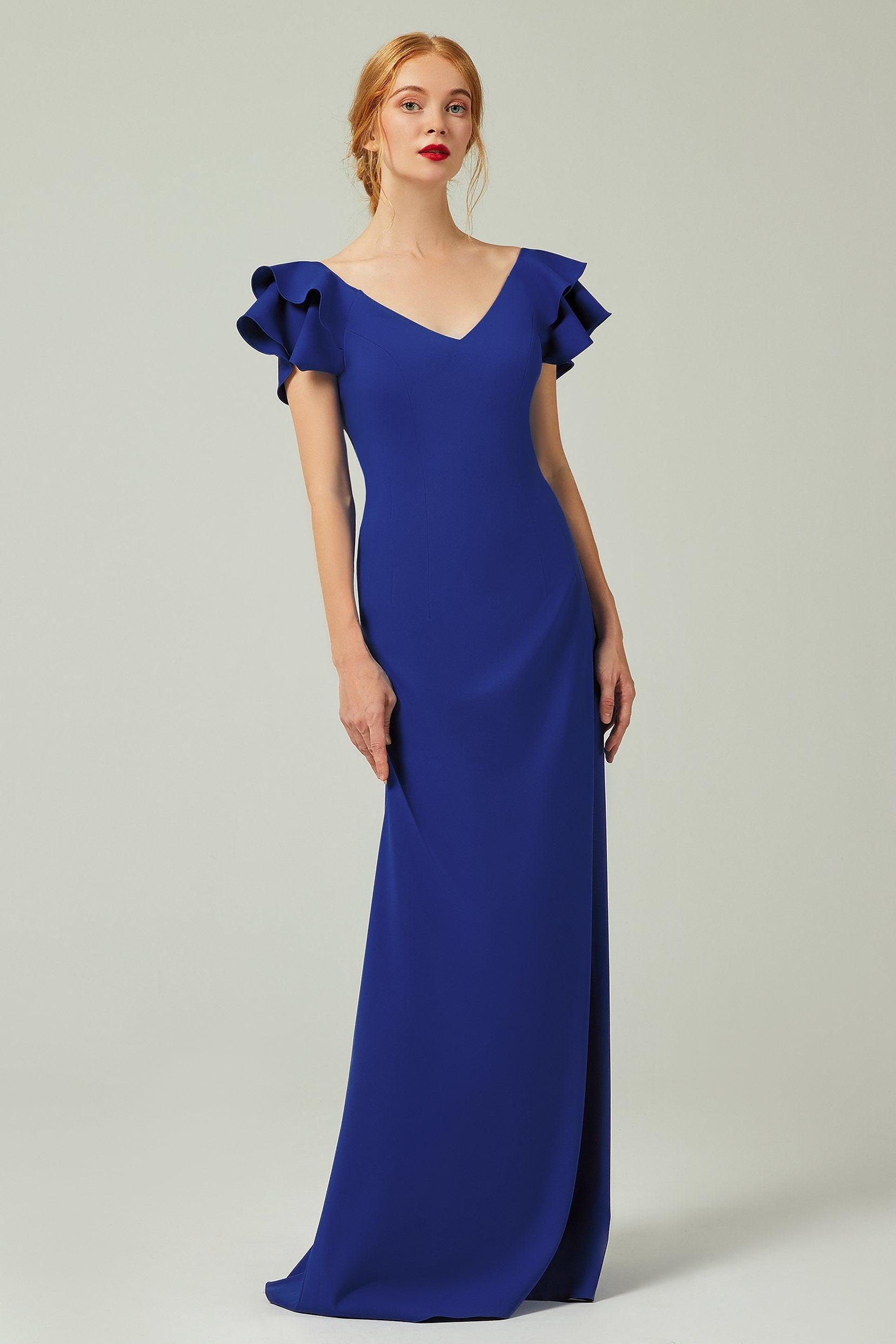 Sheath-Column Floor Length Chiffon Bridesmaid Dress Formal Dresses CB0353 - COCOMELODY