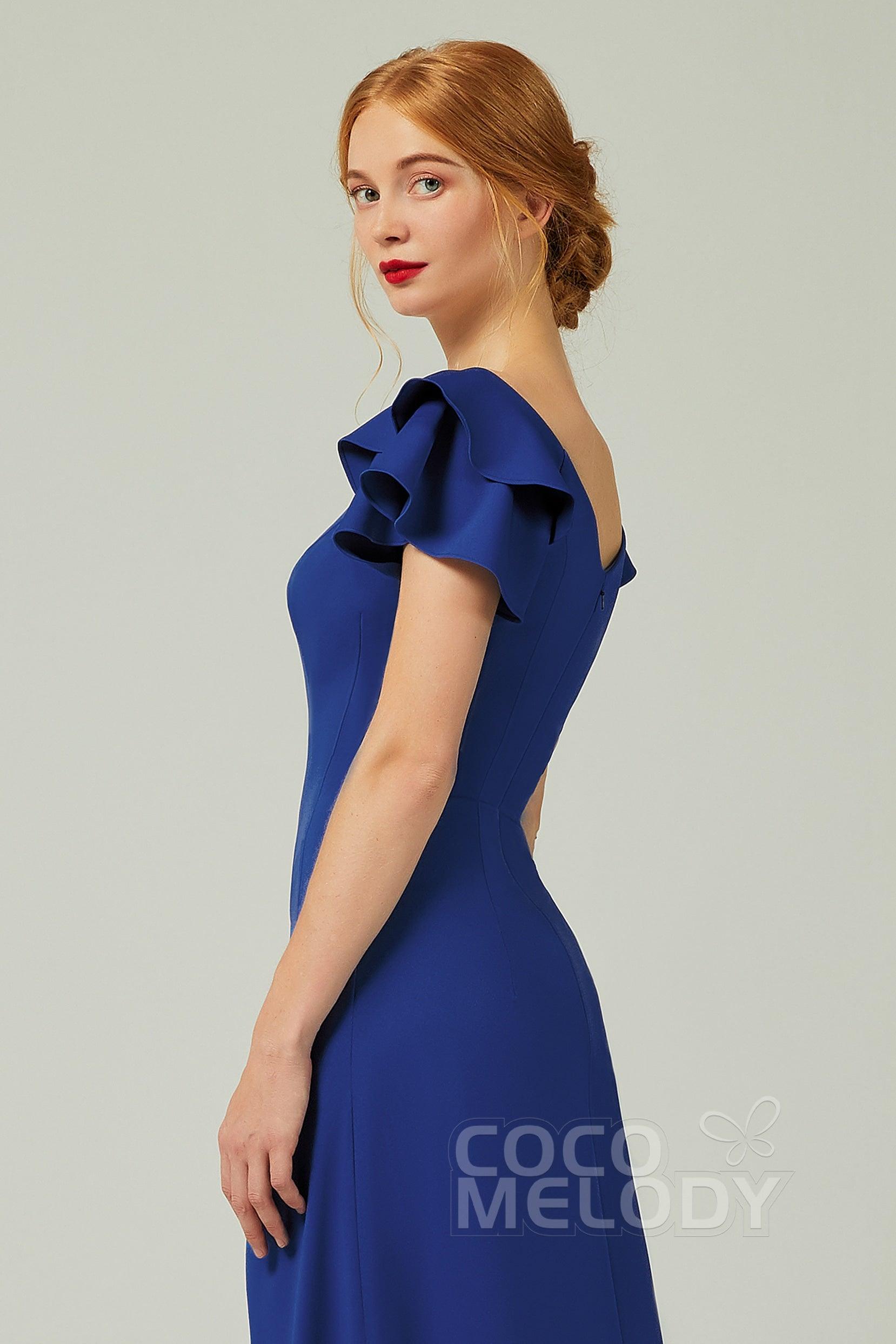 Sheath-Column Floor Length Chiffon Bridesmaid Dress Formal Dresses CB0353 - COCOMELODY