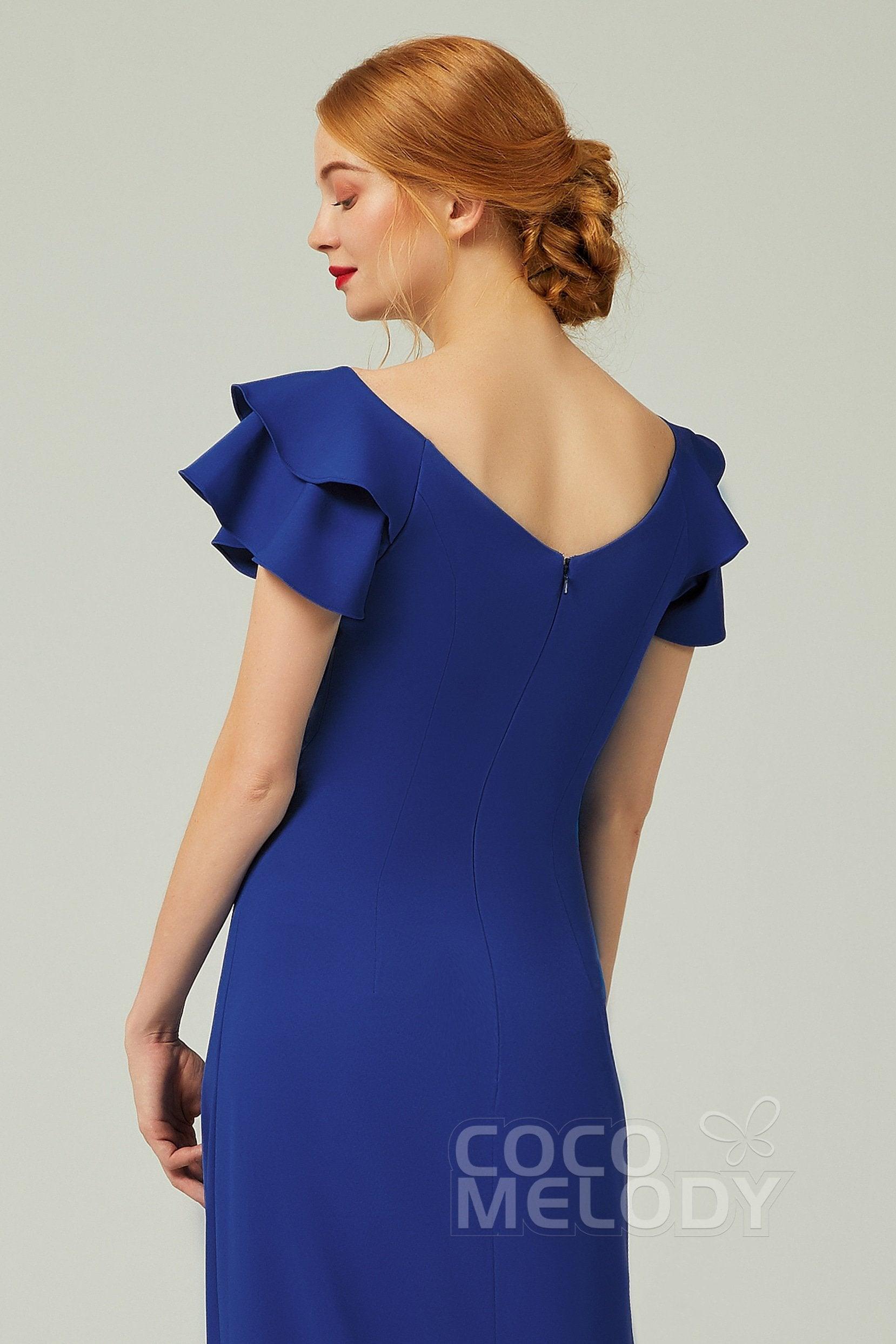 Sheath-Column Floor Length Chiffon Bridesmaid Dress Formal Dresses CB0353 - COCOMELODY