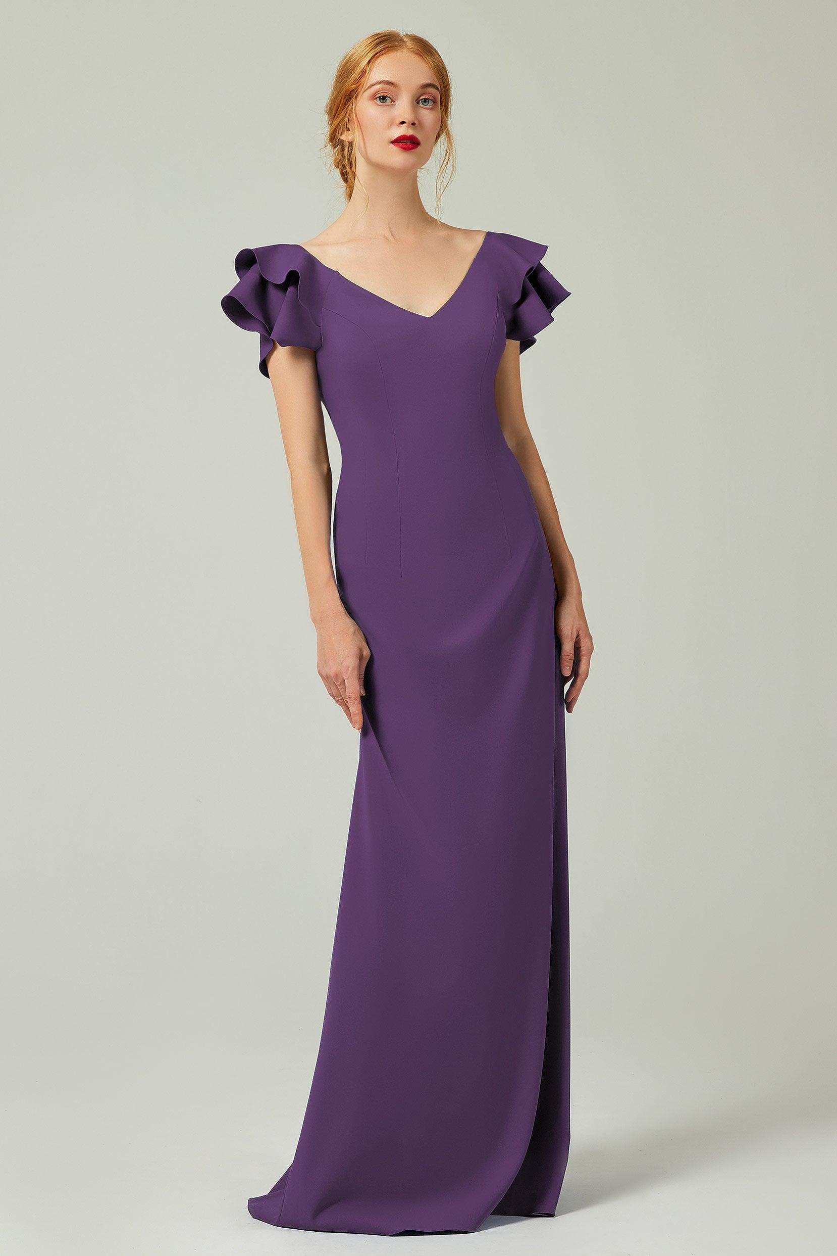 Sheath-Column Floor Length Chiffon Bridesmaid Dress Formal Dresses CB0353 - COCOMELODY