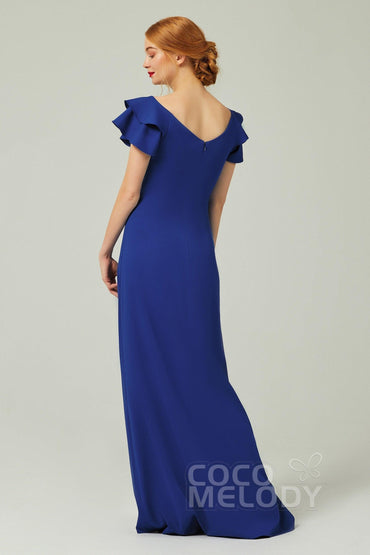Sheath-Column Floor Length Chiffon Bridesmaid Dress Formal Dresses CB0353 - COCOMELODY