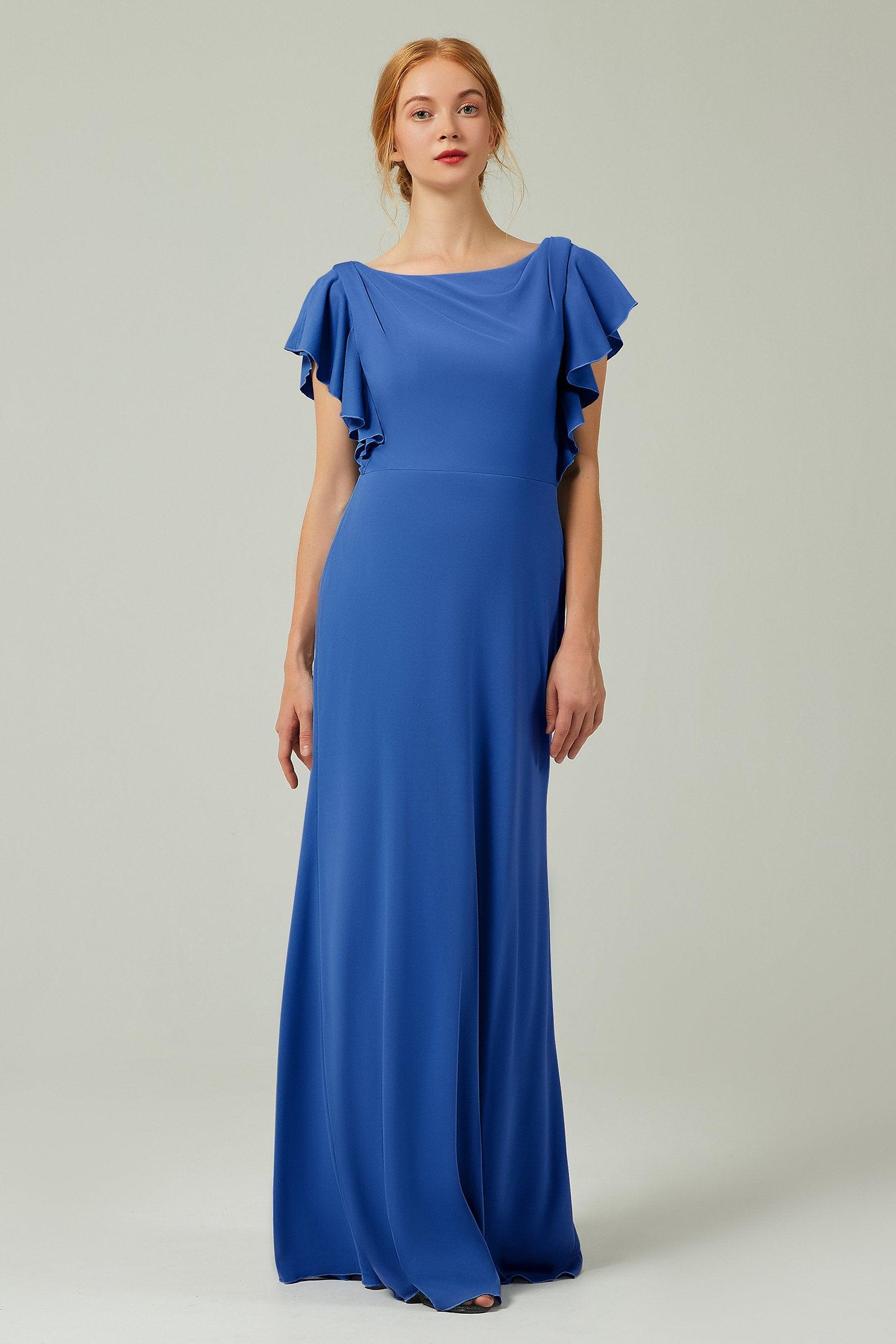 Sheath-Column Floor Length Chiffon Bridesmaid Dress Formal Dresses CB0357 - COCOMELODY