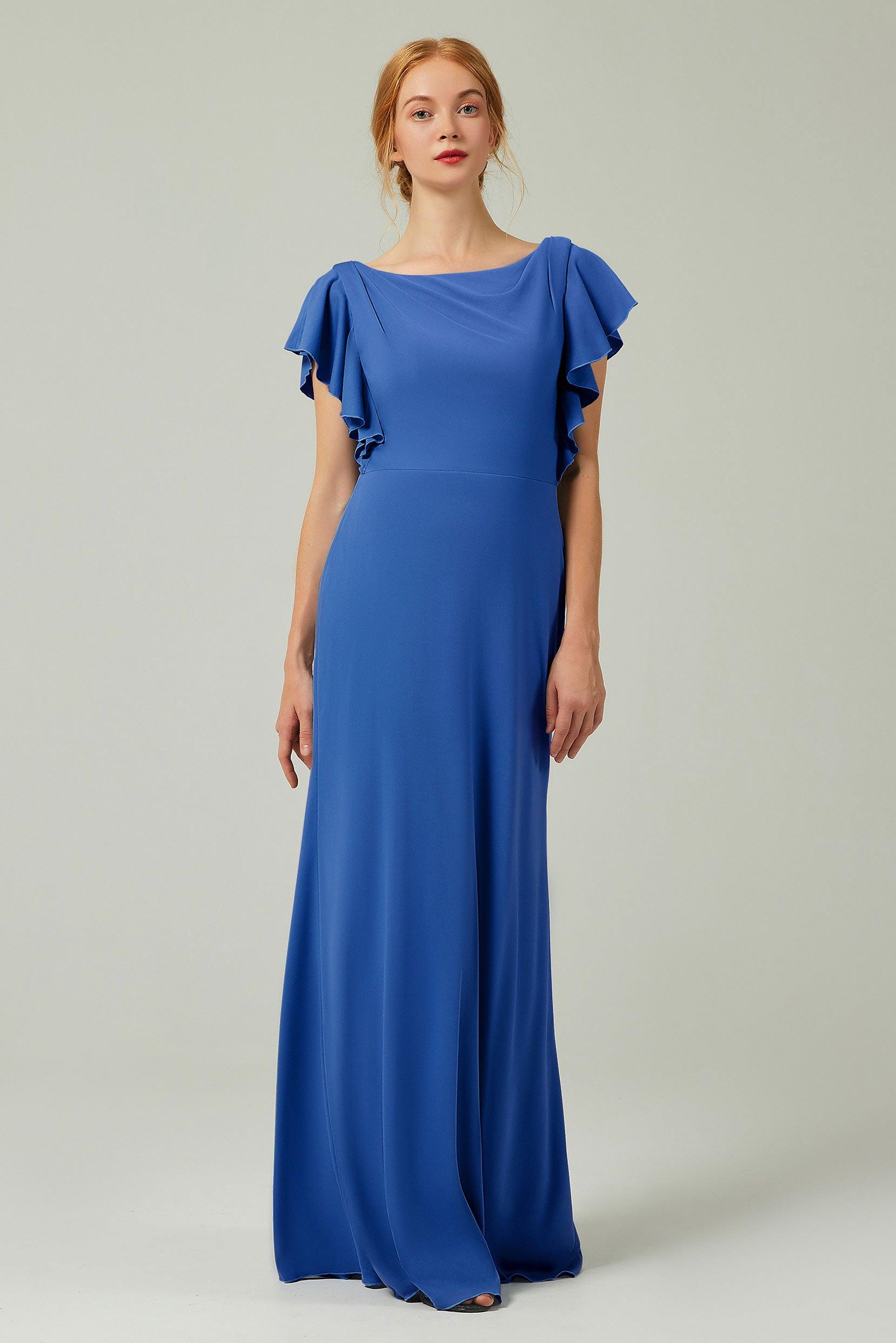 Sheath-Column Floor Length Chiffon Bridesmaid Dress Formal Dresses CB0357 - COCOMELODY