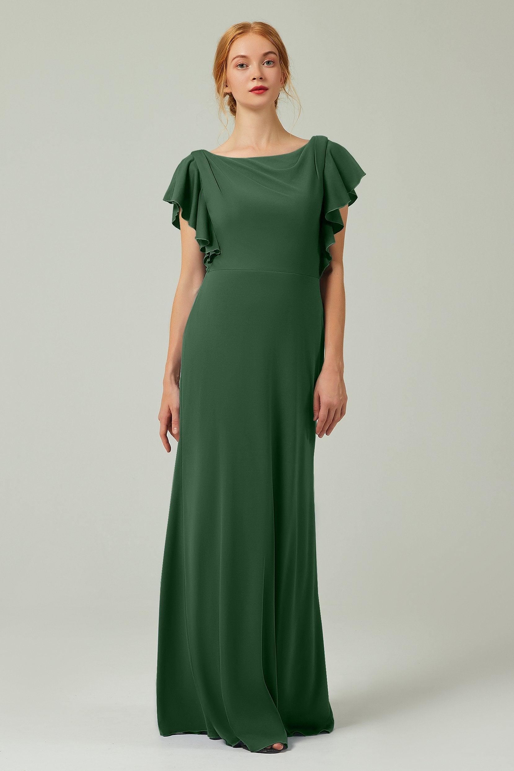 Sheath-Column Floor Length Chiffon Bridesmaid Dress Formal Dresses CB0357 - COCOMELODY