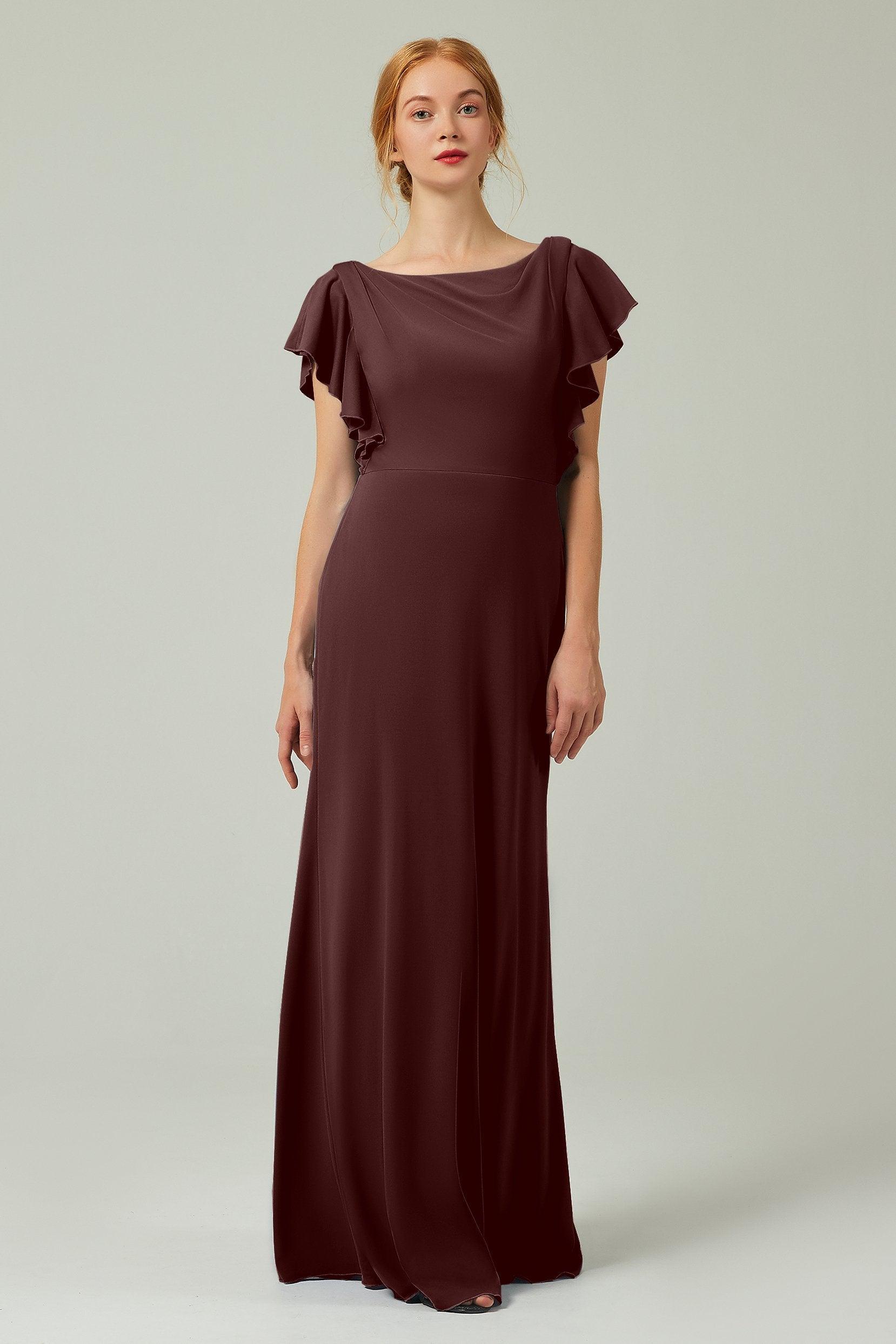 Sheath-Column Floor Length Chiffon Bridesmaid Dress Formal Dresses CB0357 - COCOMELODY